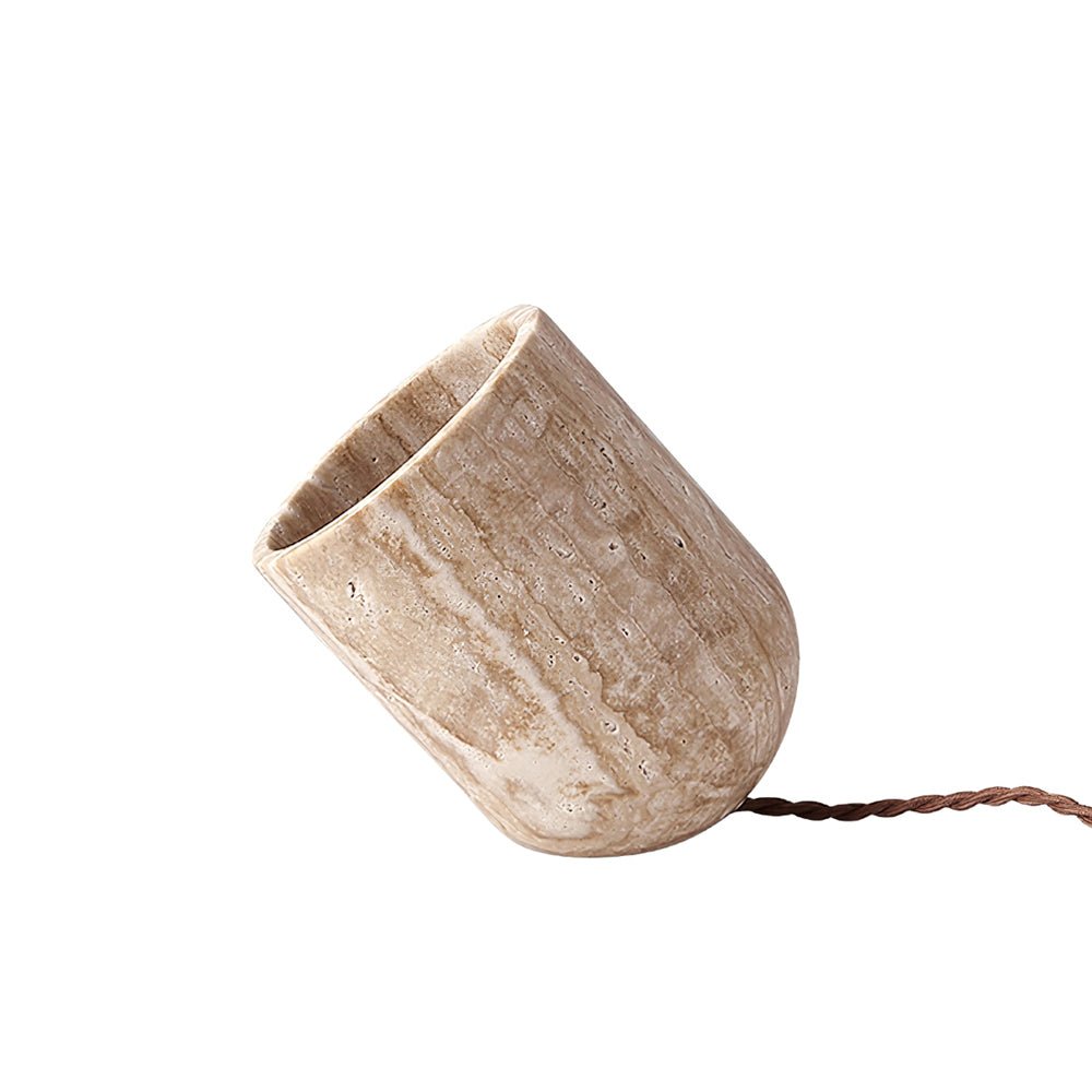 Mysilarae Tapered Block Travertine Table Lamp - Letslighting