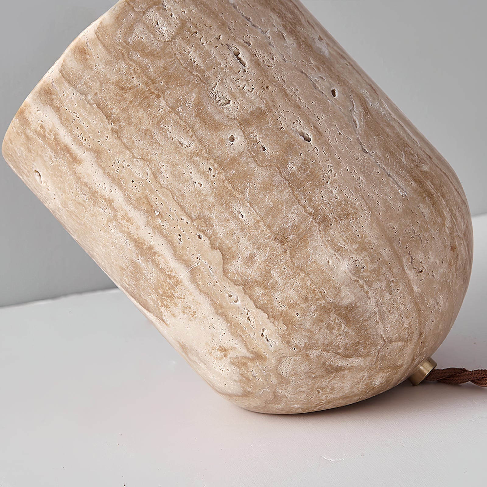 Mysilarae Tapered Block Travertine Table Lamp - Letslighting