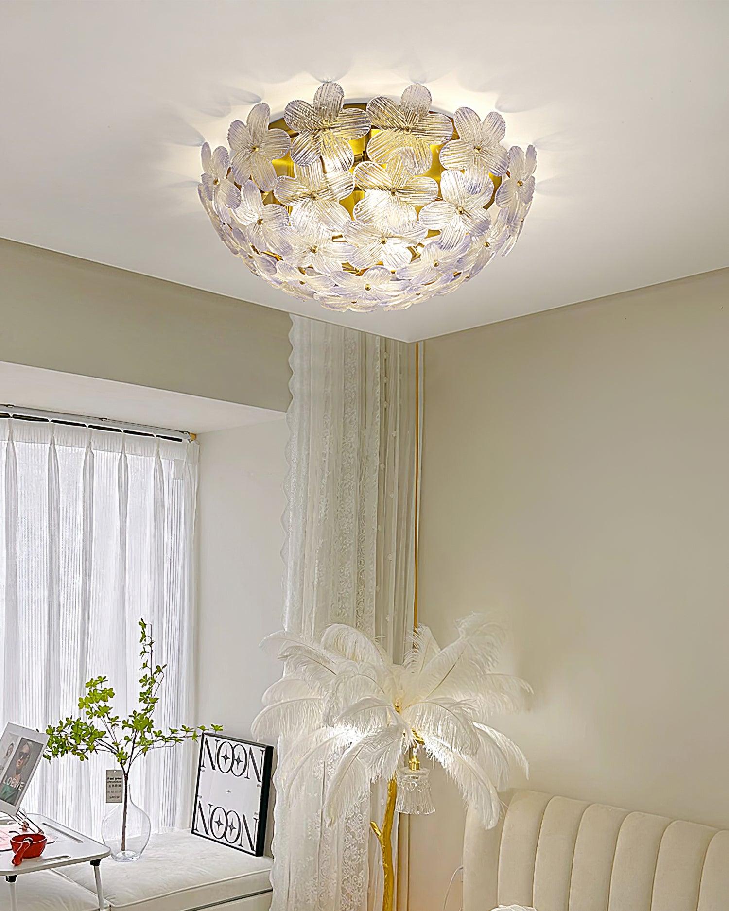 Anan Floral Ceiling Light Blush Glass - Letslighting