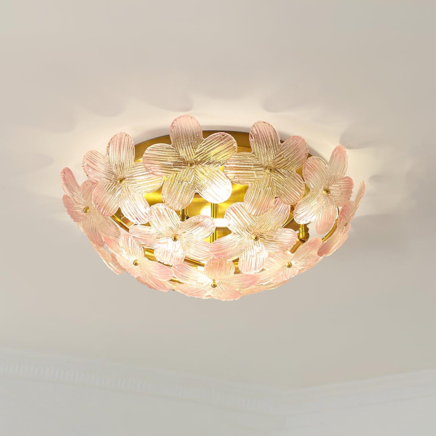 Anan Floral Ceiling Light Blush Glass - Letslighting