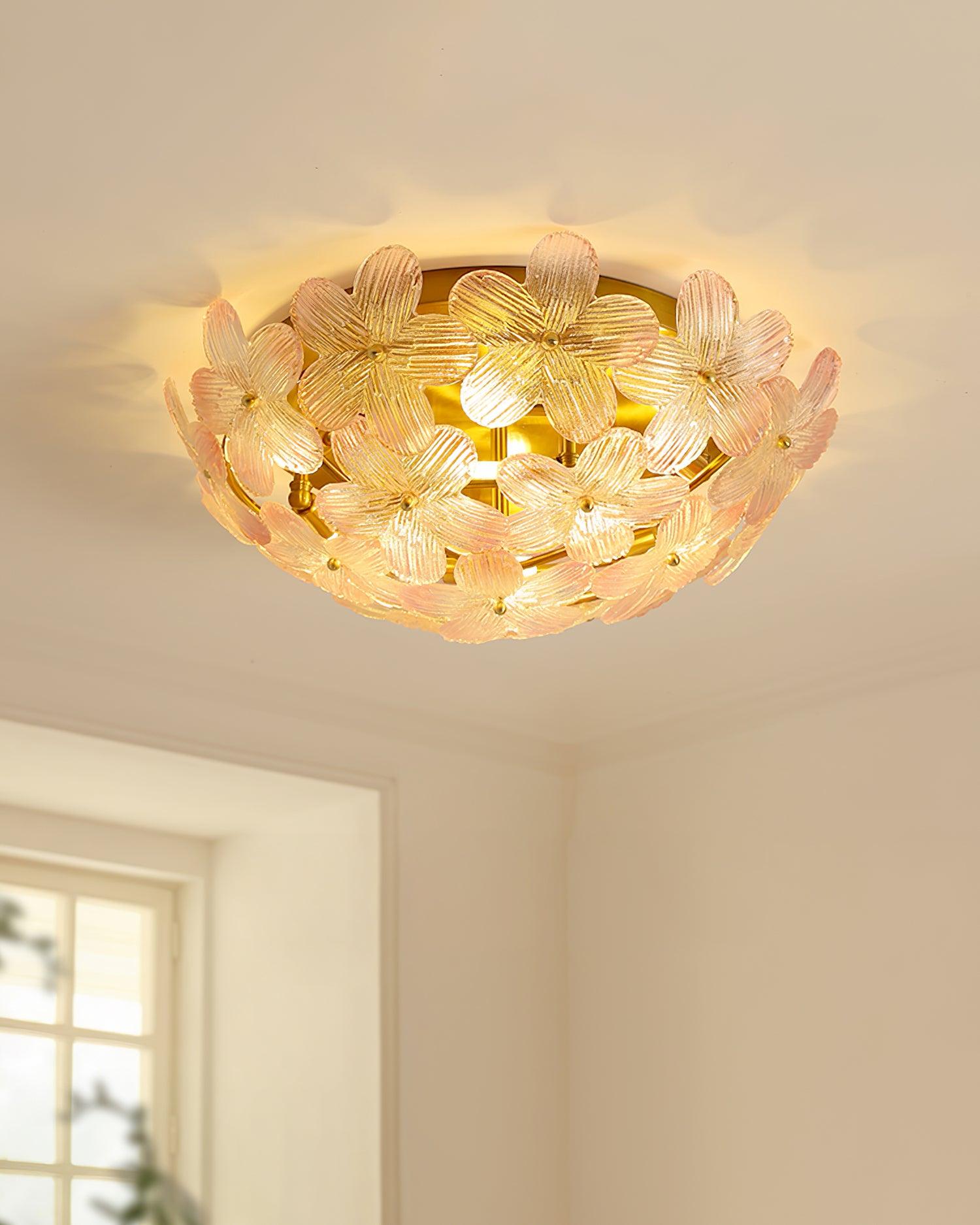 Anan Floral Ceiling Light Blush Glass - Letslighting