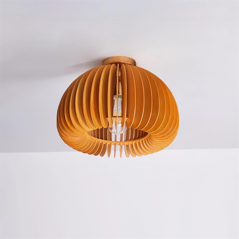 Ceiling Light Pumpkin with Basswood Canopy and Shade Natural - Letslighting