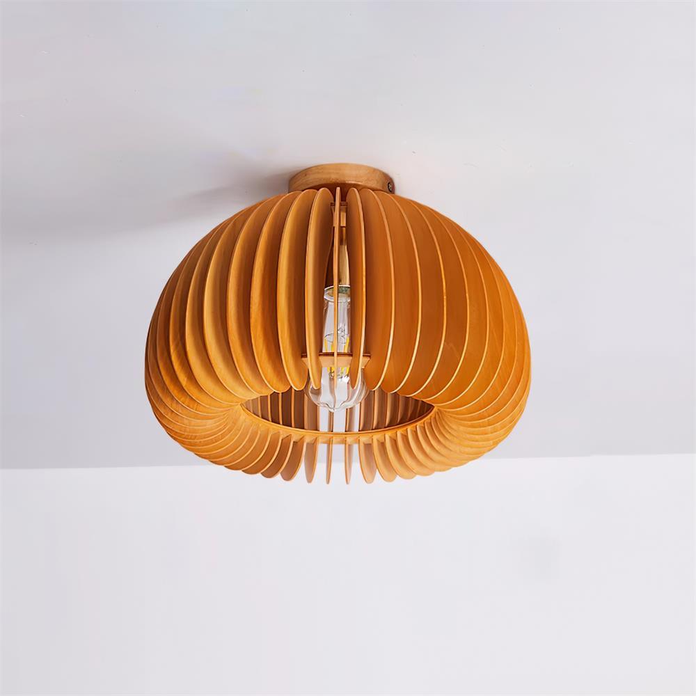 Ceiling Light Pumpkin with Basswood Canopy and Shade Natural - Letslighting