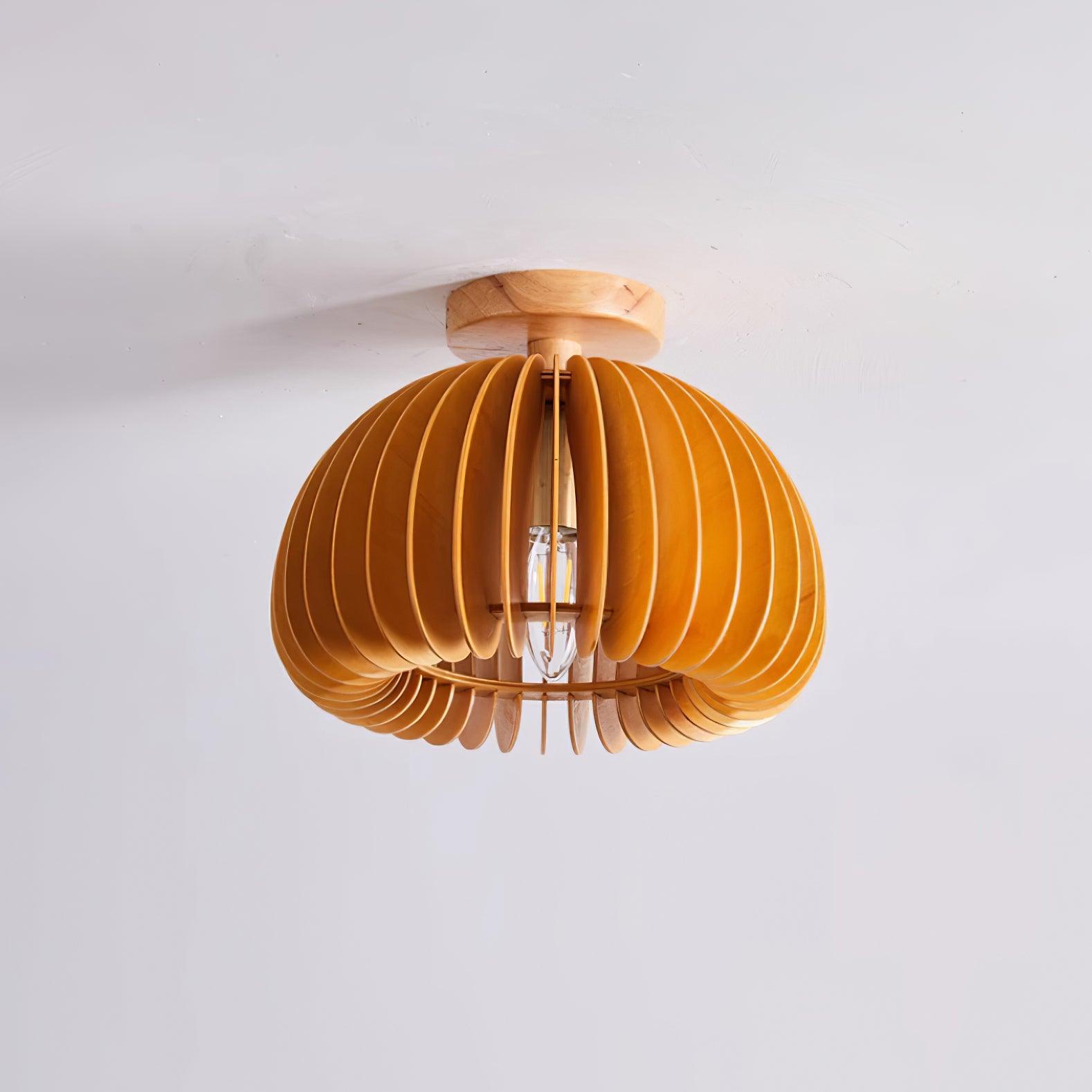 Ceiling Light Pumpkin with Basswood Canopy and Shade Natural - Letslighting