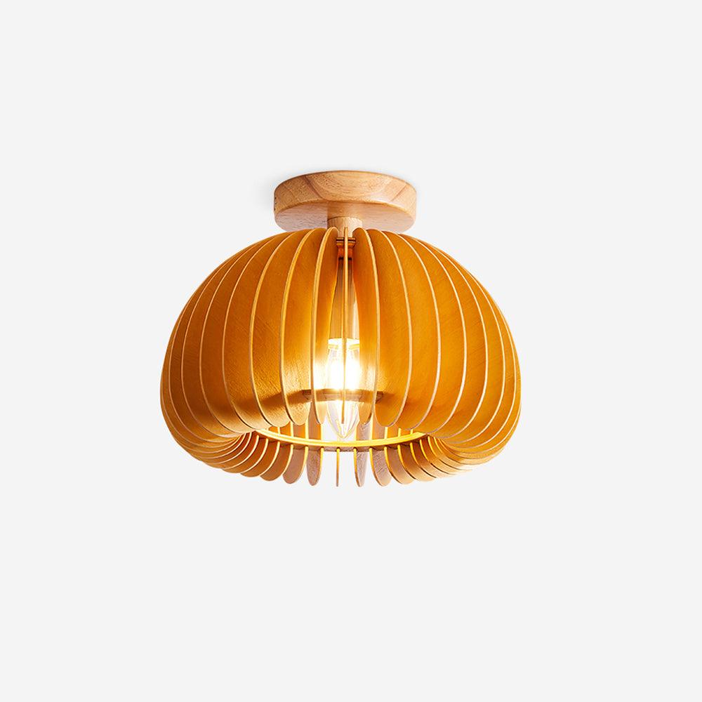 Ceiling Light Pumpkin with Basswood Canopy and Shade Natural - Letslighting