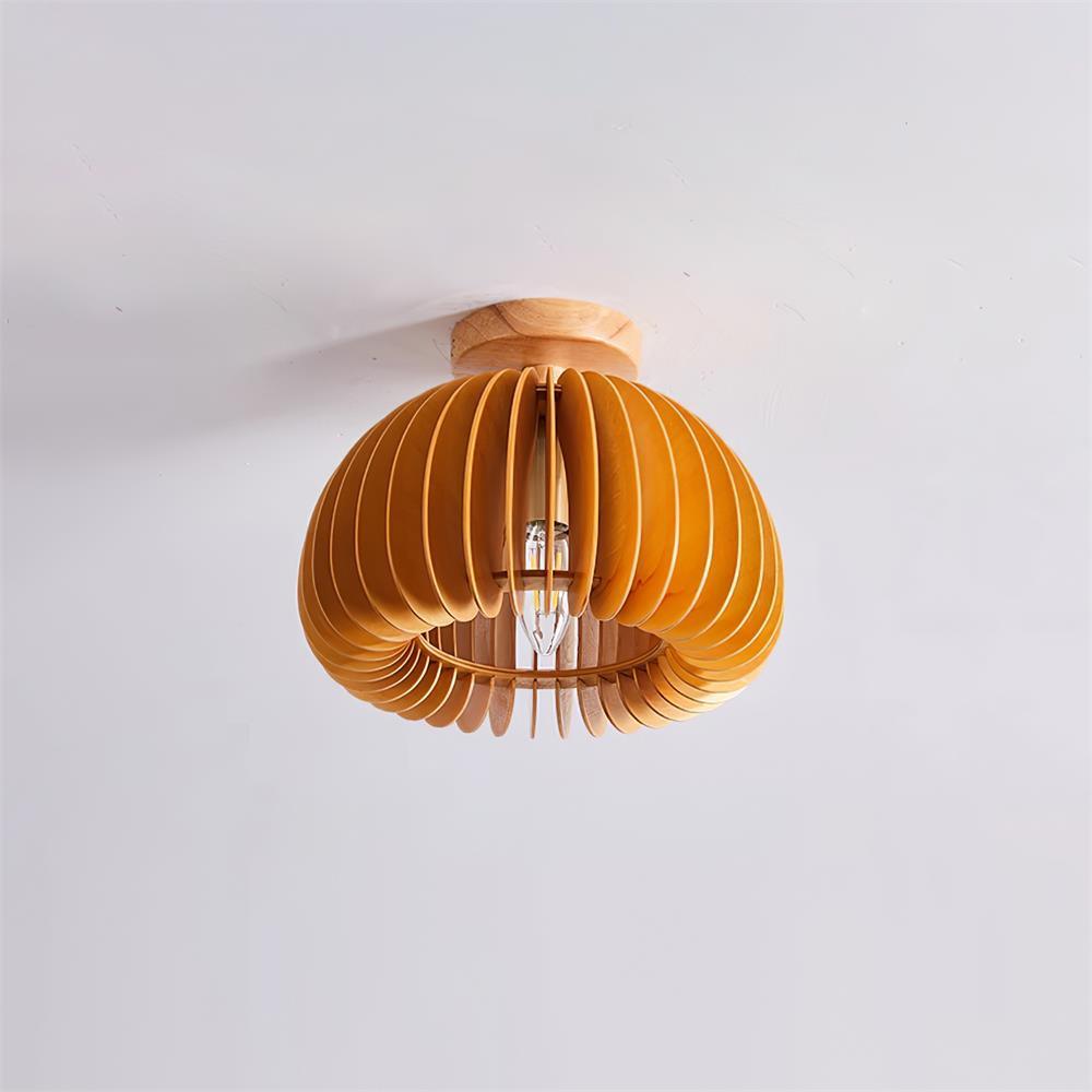 Ceiling Light Pumpkin with Basswood Canopy and Shade Natural - Letslighting