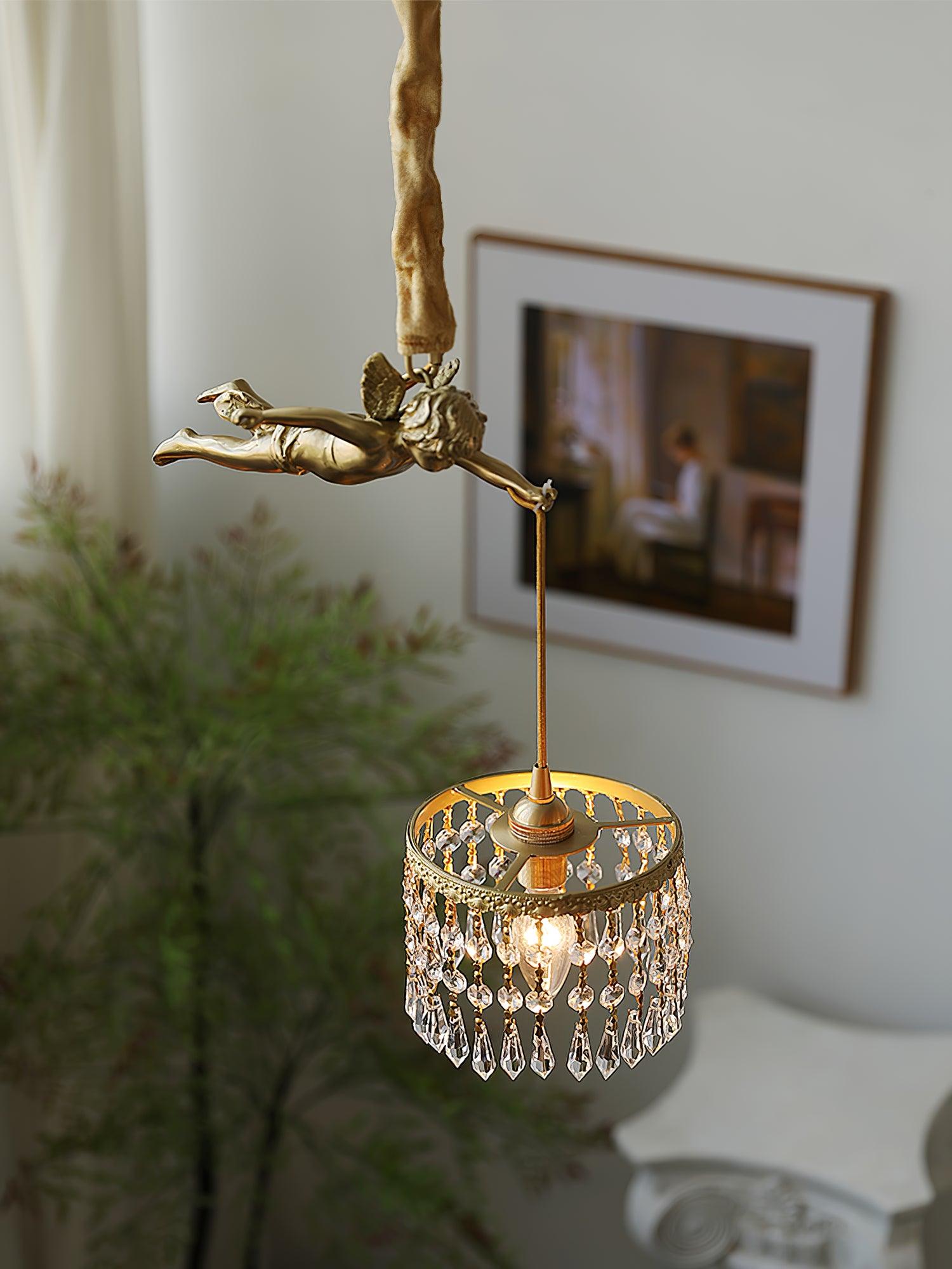 Calytra Brass & Crystal Artistic Pendant Light - Letslighting