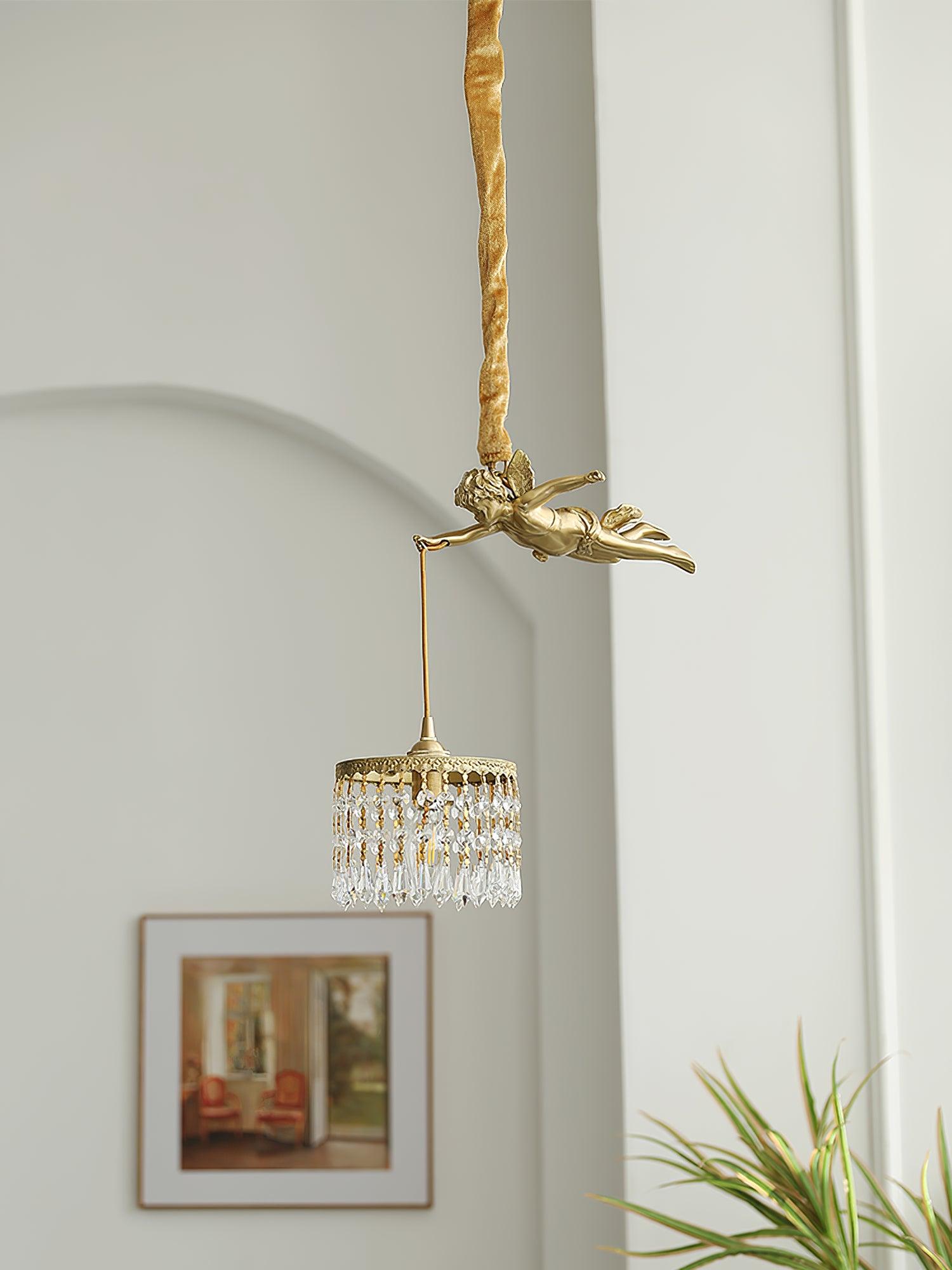 Calytra Brass & Crystal Artistic Pendant Light - Letslighting