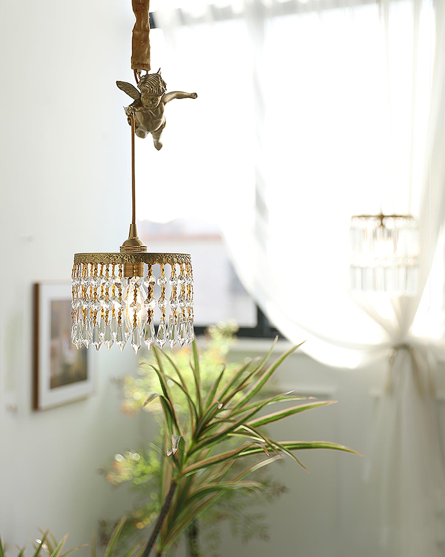 Calytra Brass & Crystal Artistic Pendant Light - Letslighting