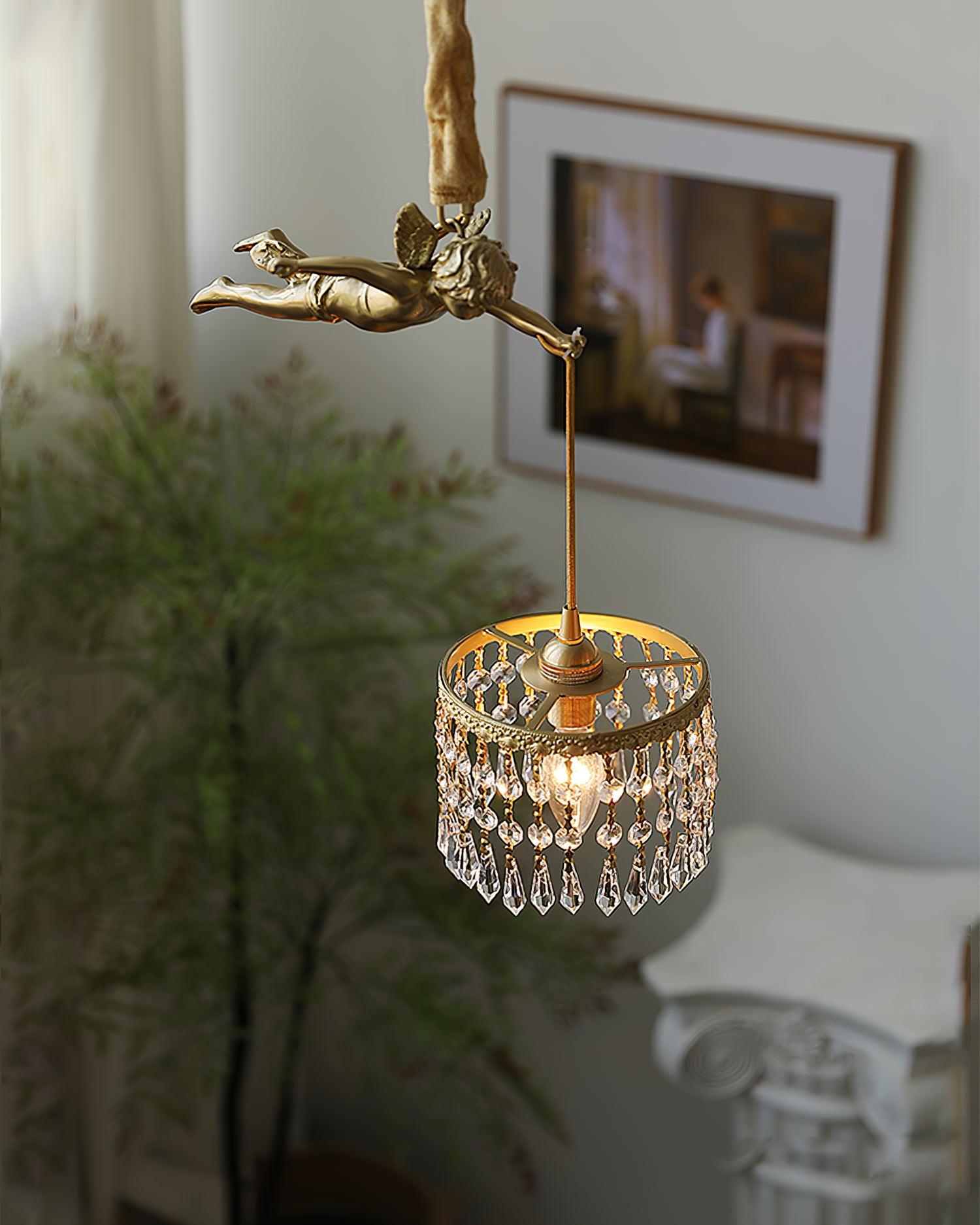 Calytra Brass & Crystal Artistic Pendant Light - Letslighting