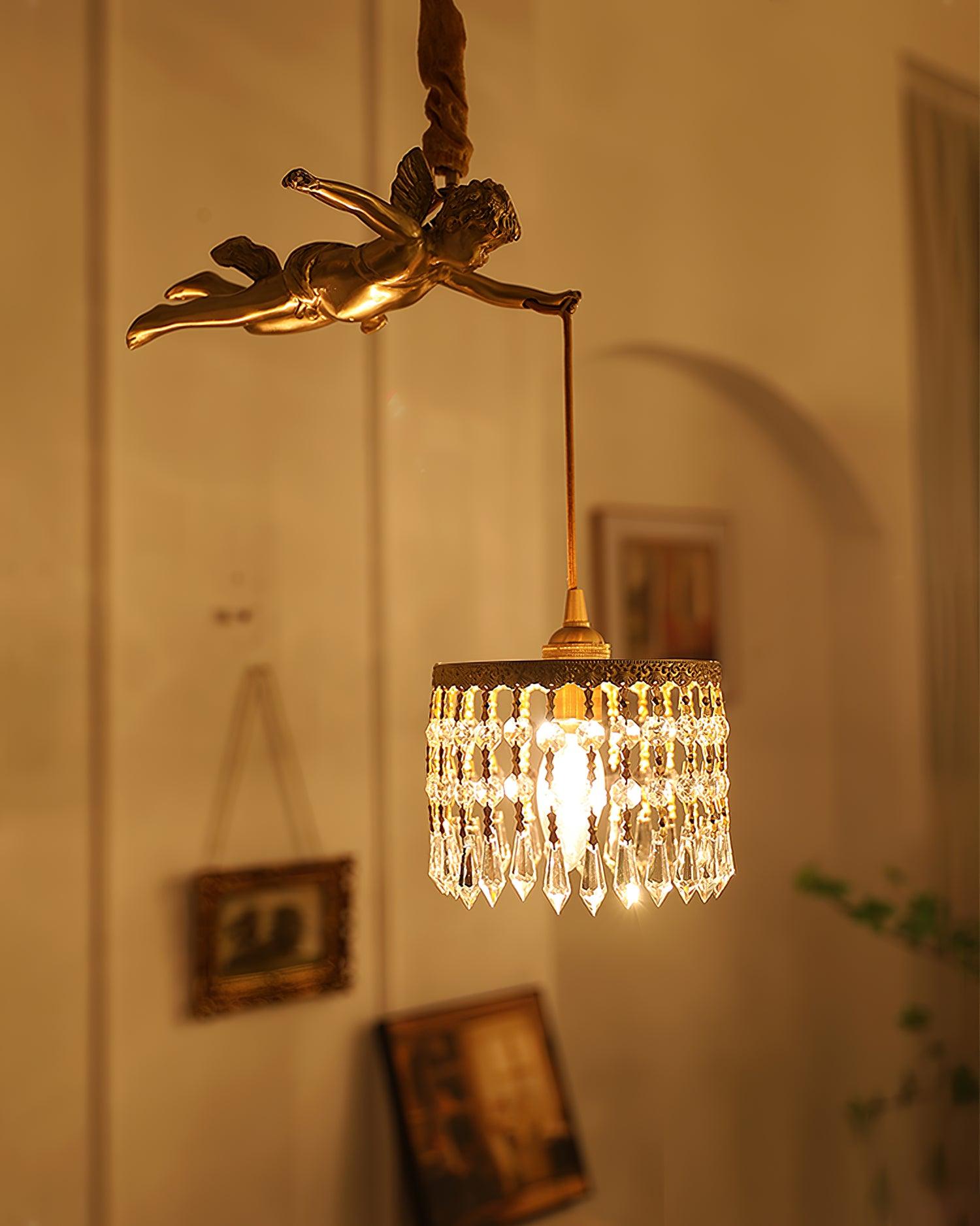 Calytra Brass & Crystal Artistic Pendant Light - Letslighting