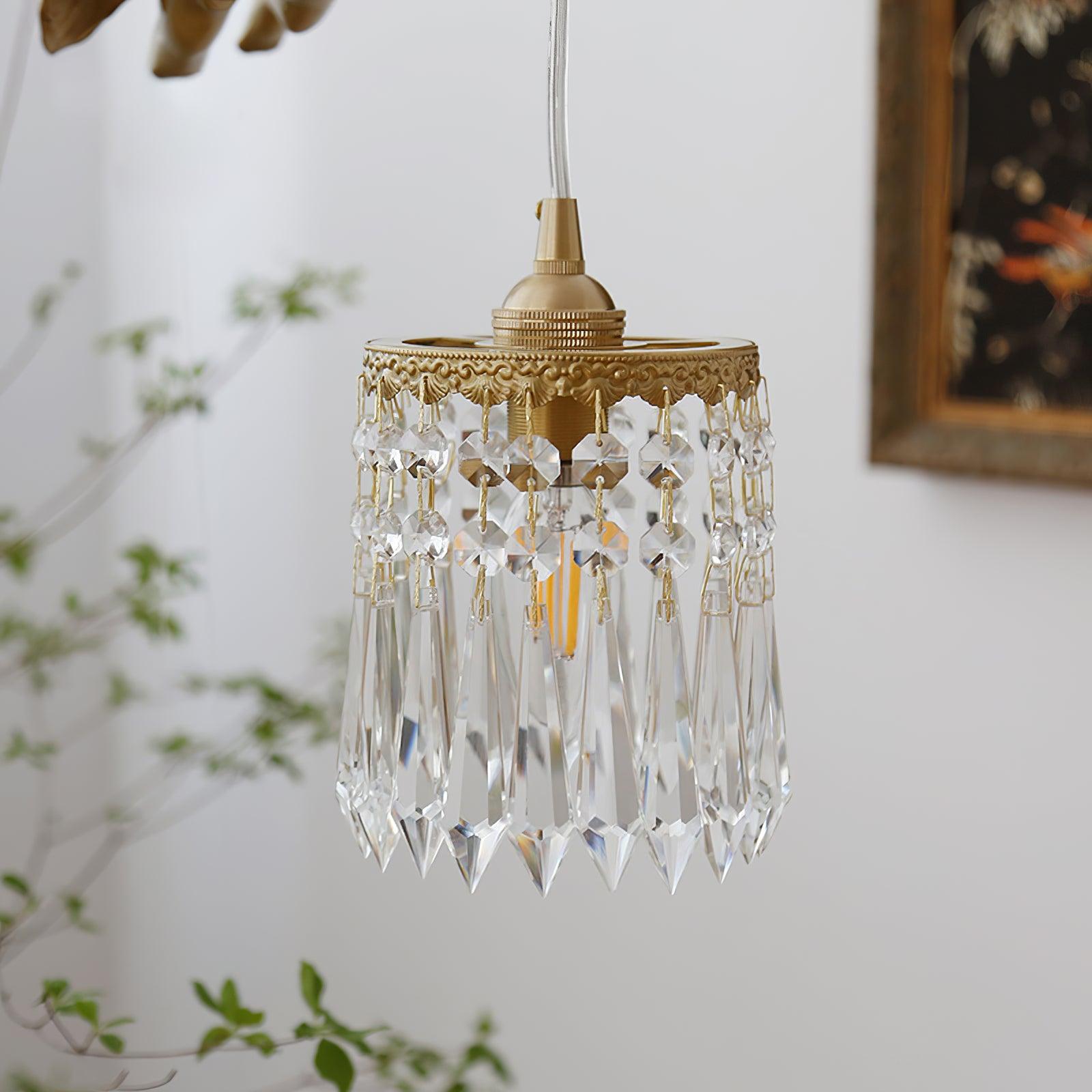 Calytra Brass & Crystal Artistic Pendant Light - Letslighting