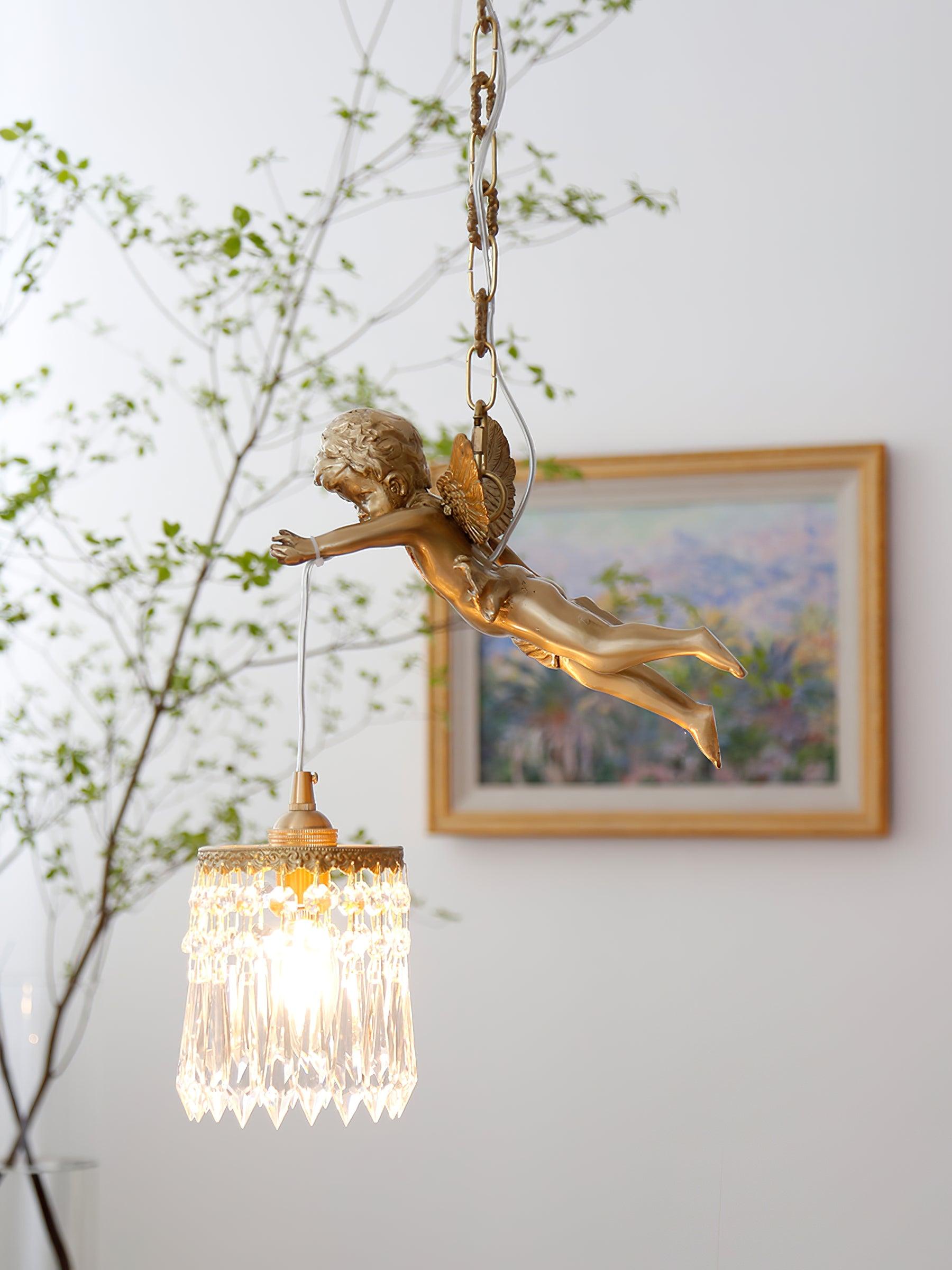 Calytra Brass & Crystal Artistic Pendant Light - Letslighting