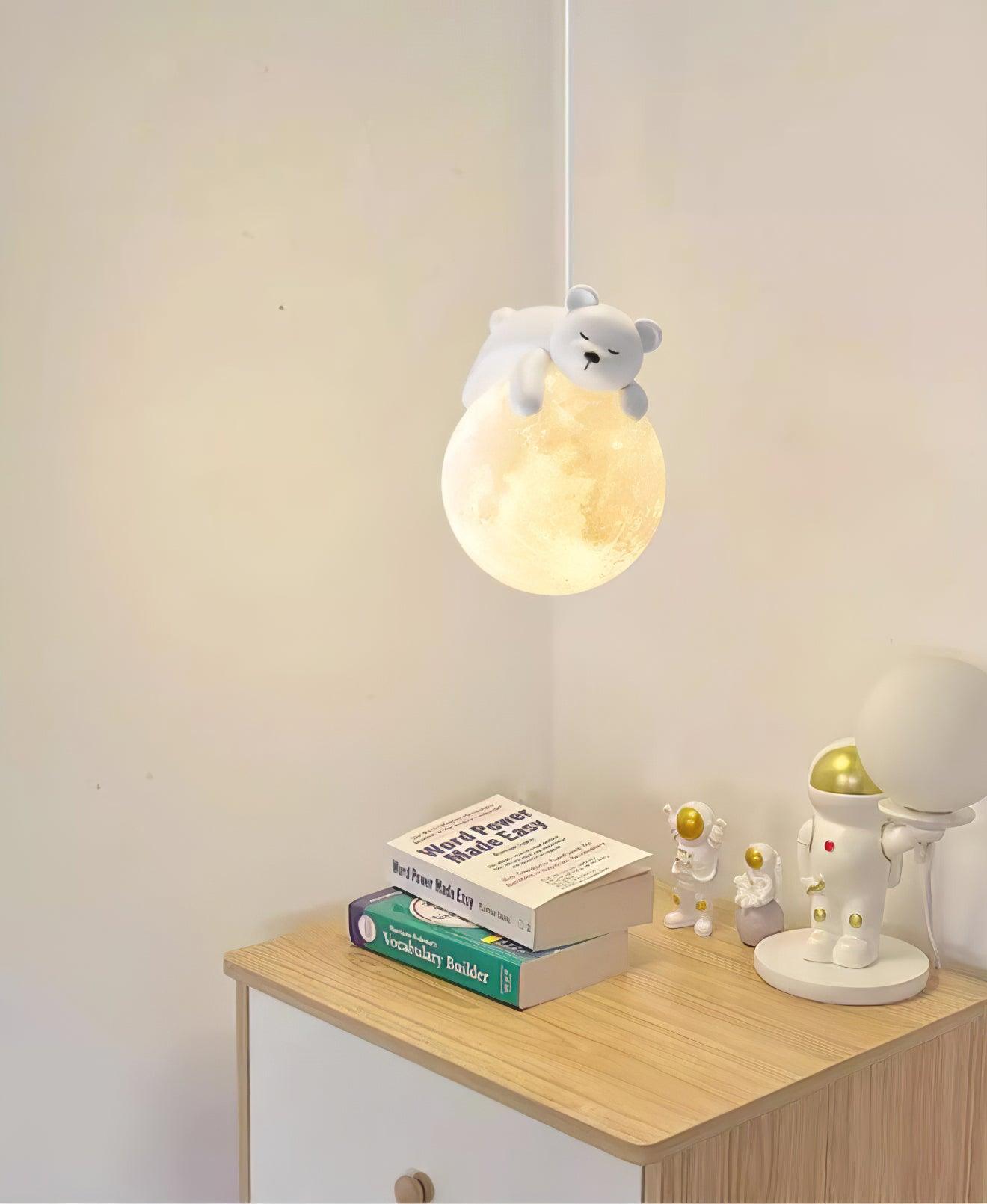 Lustra Pendant Lamp Bear Moon for Children's Room - Letslighting