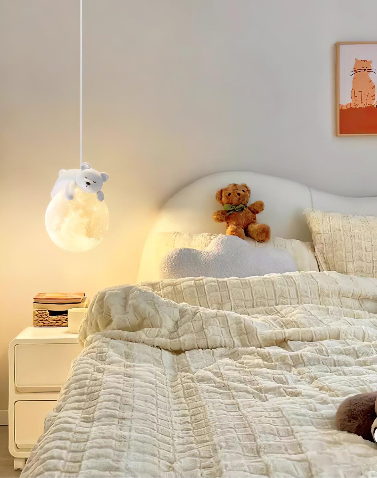 Lustra Pendant Lamp Bear Moon for Children's Room - Letslighting