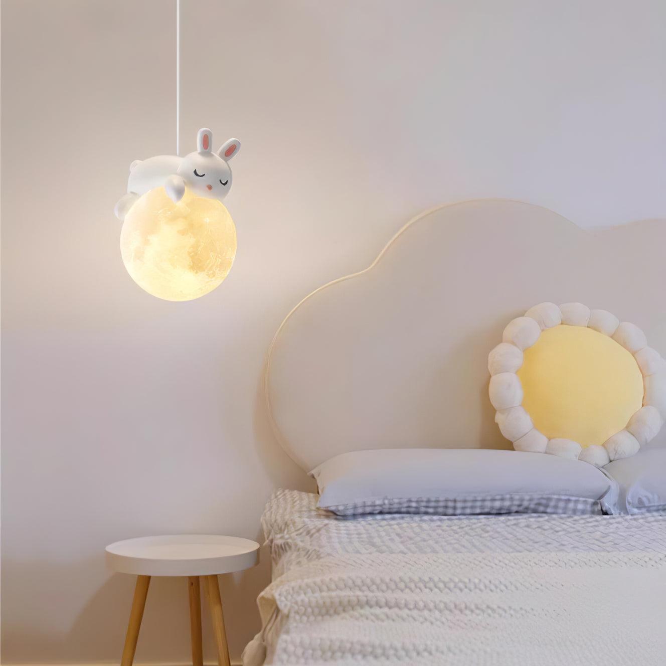 Lustra Pendant Lamp Bear Moon for Children's Room - Letslighting