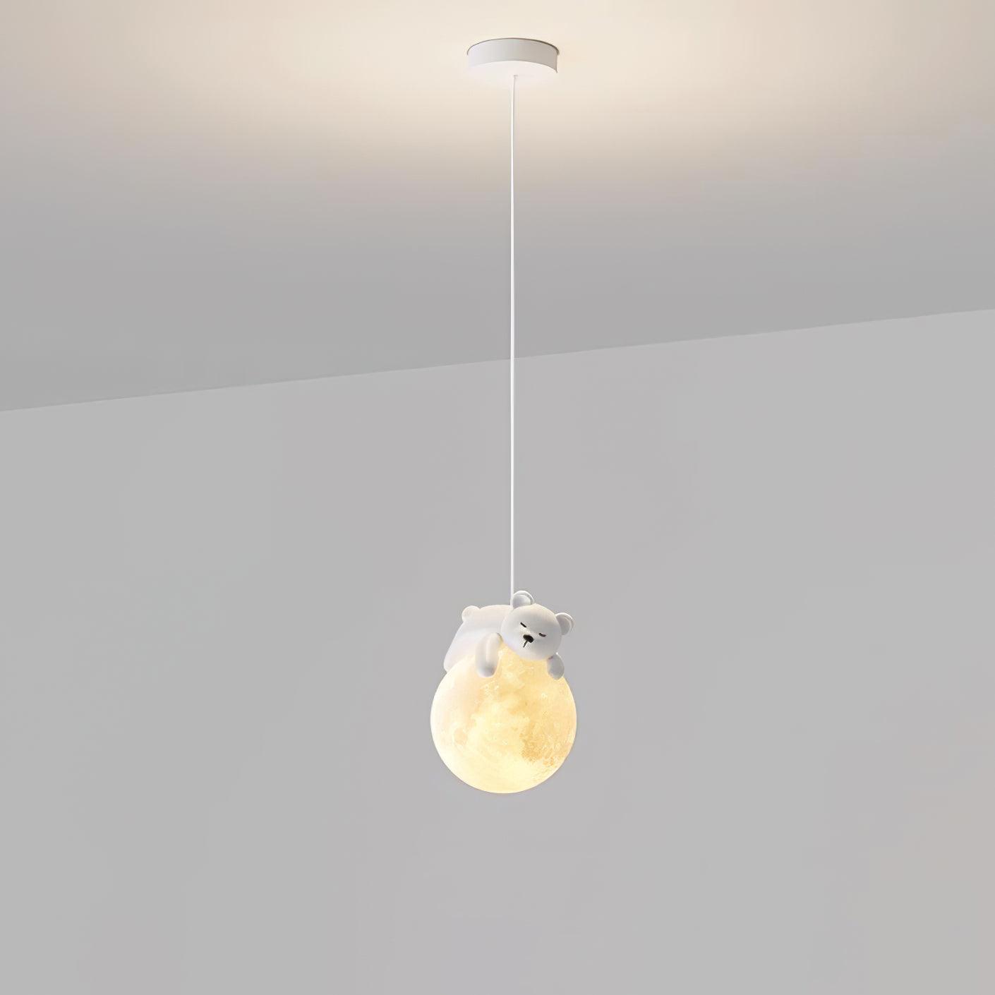 Lustra Pendant Lamp Bear Moon for Children's Room - Letslighting