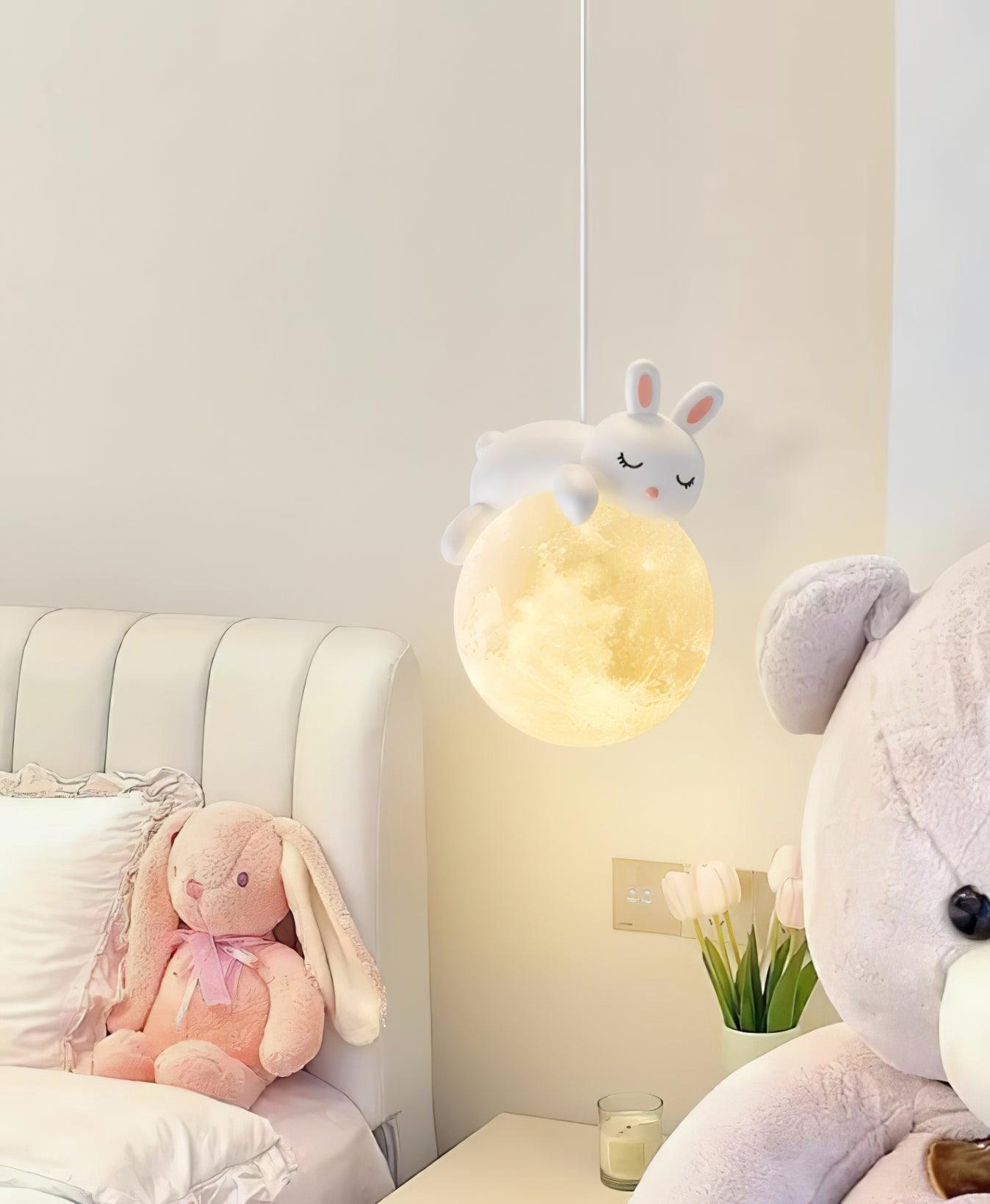 Lustra Pendant Lamp Bear Moon for Children's Room - Letslighting
