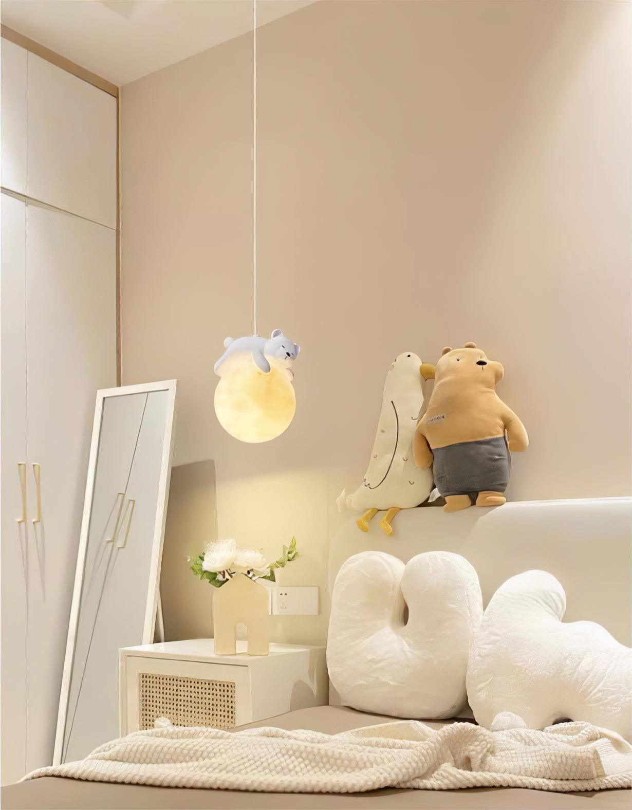Lustra Pendant Lamp Bear Moon for Children's Room - Letslighting