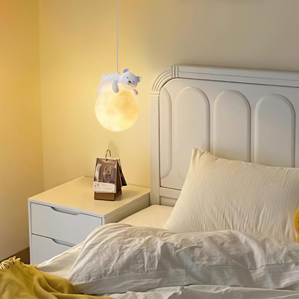 Lustra Pendant Lamp Bear Moon for Children's Room - Letslighting