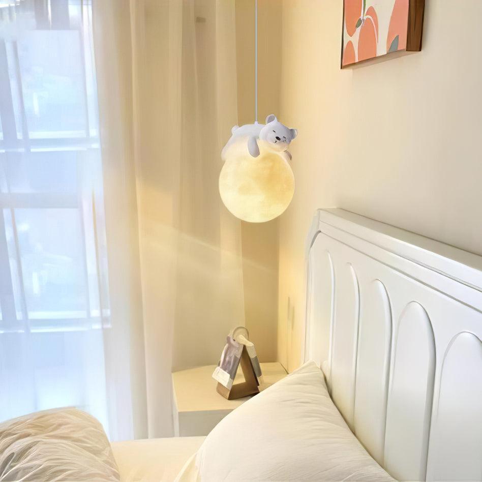 Lustra Pendant Lamp Bear Moon for Children's Room - Letslighting