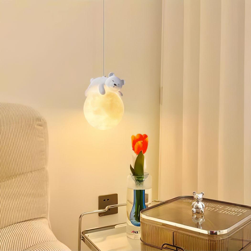 Lustra Pendant Lamp Bear Moon for Children's Room - Letslighting