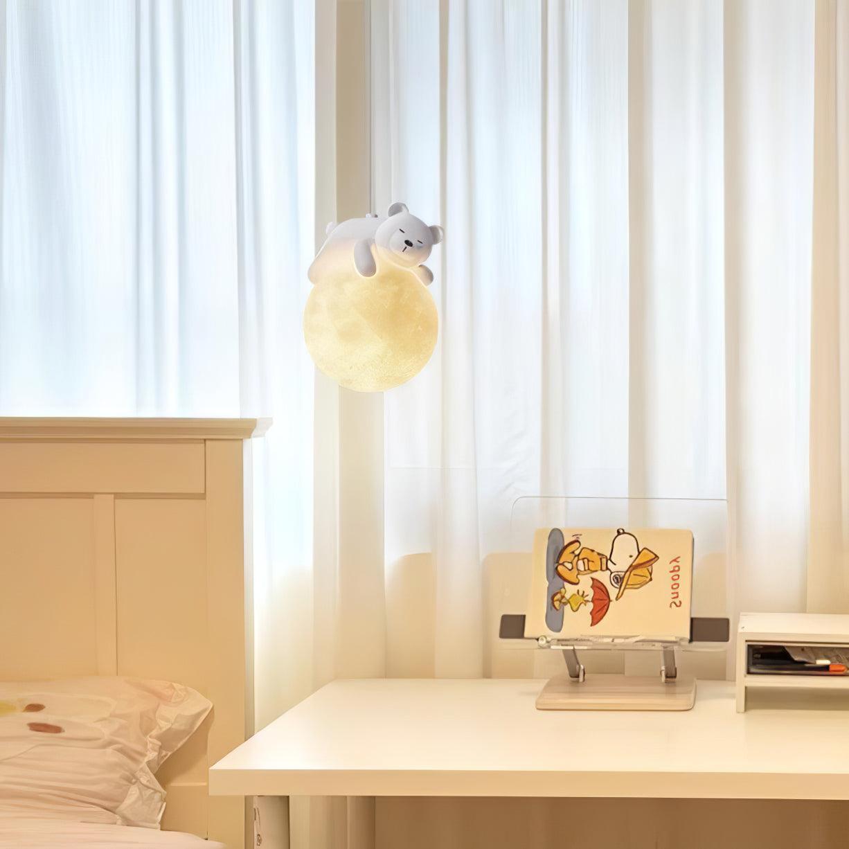 Lustra Pendant Lamp Bear Moon for Children's Room - Letslighting