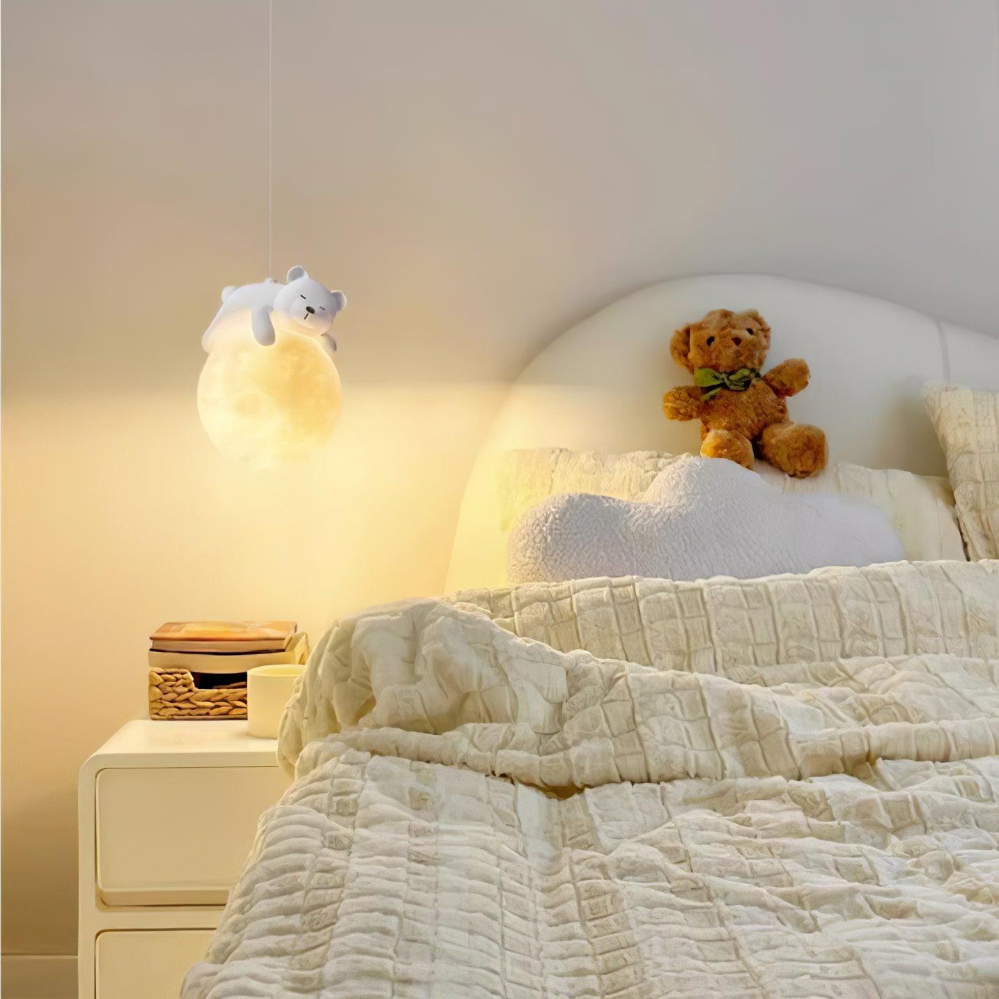 Lustra Pendant Lamp Bear Moon for Children's Room - Letslighting