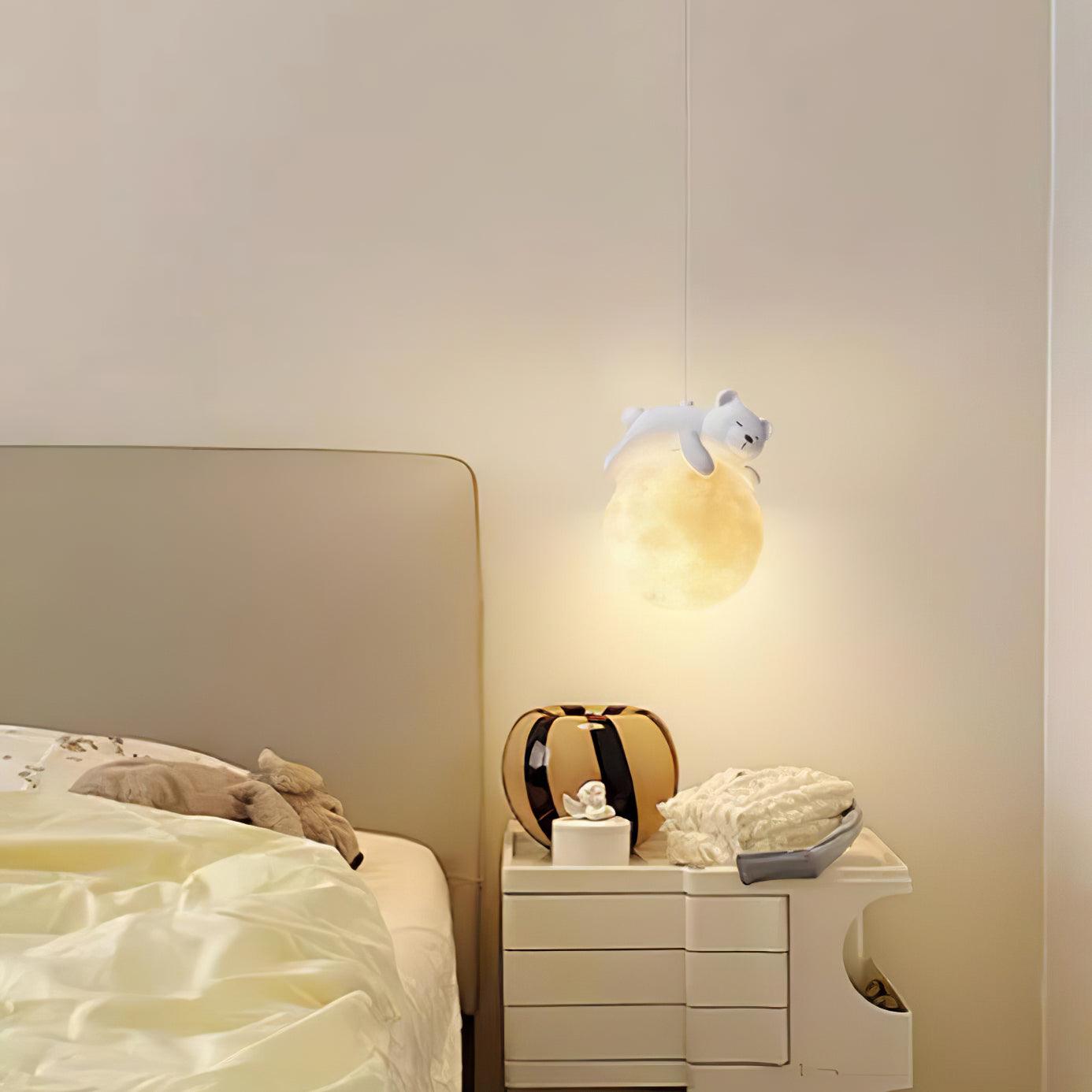 Lustra Pendant Lamp Bear Moon for Children's Room - Letslighting
