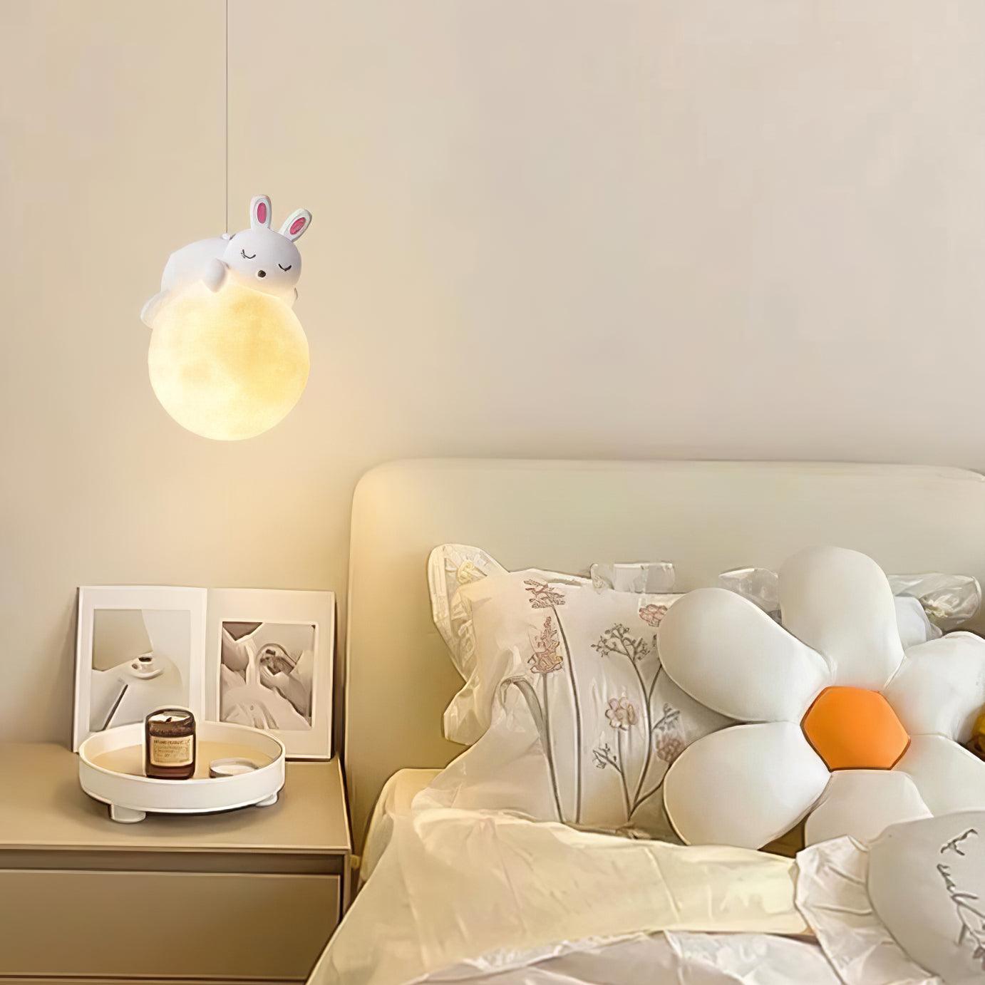 Lustra Pendant Lamp Bear Moon for Children's Room - Letslighting