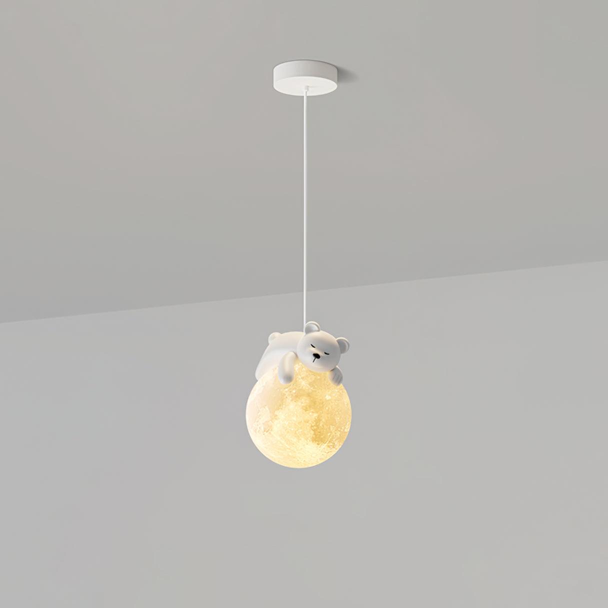 Lustra Pendant Lamp Bear Moon for Children's Room - Letslighting
