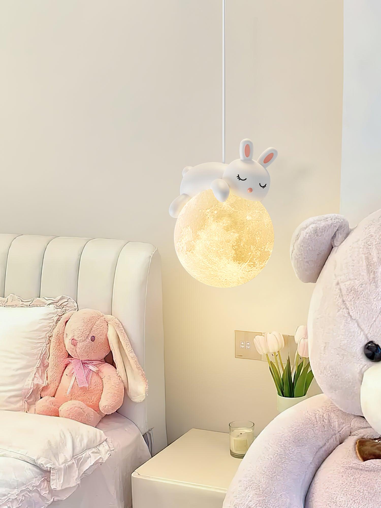 Lustra Pendant Lamp Bear Moon for Children's Room - Letslighting
