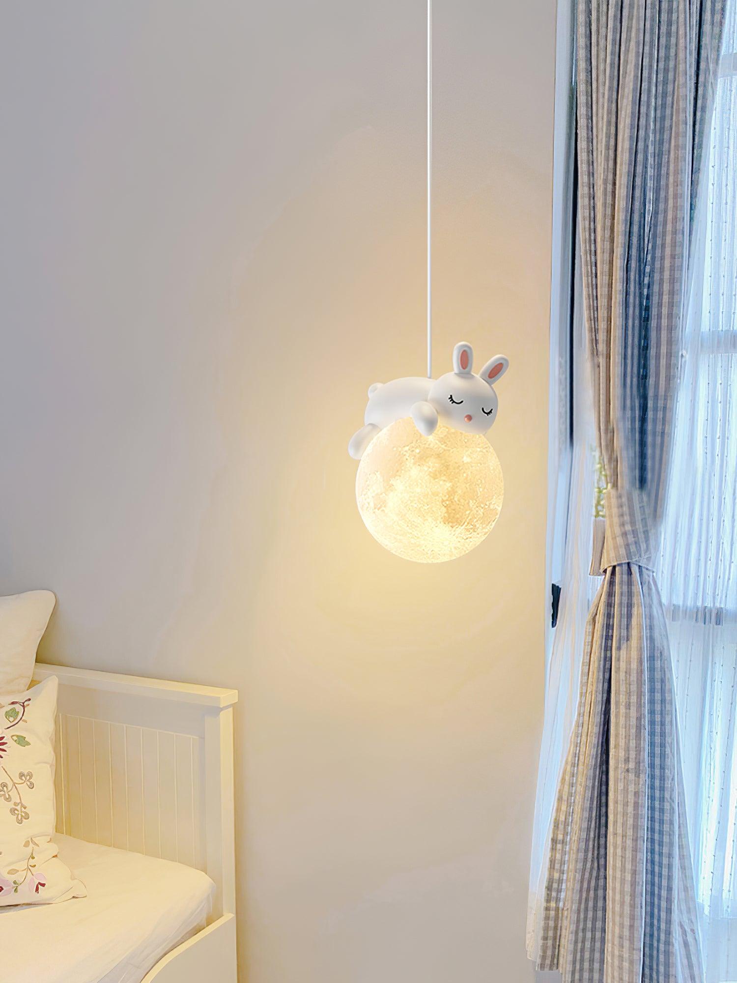 Lustra Pendant Lamp Bear Moon for Children's Room - Letslighting