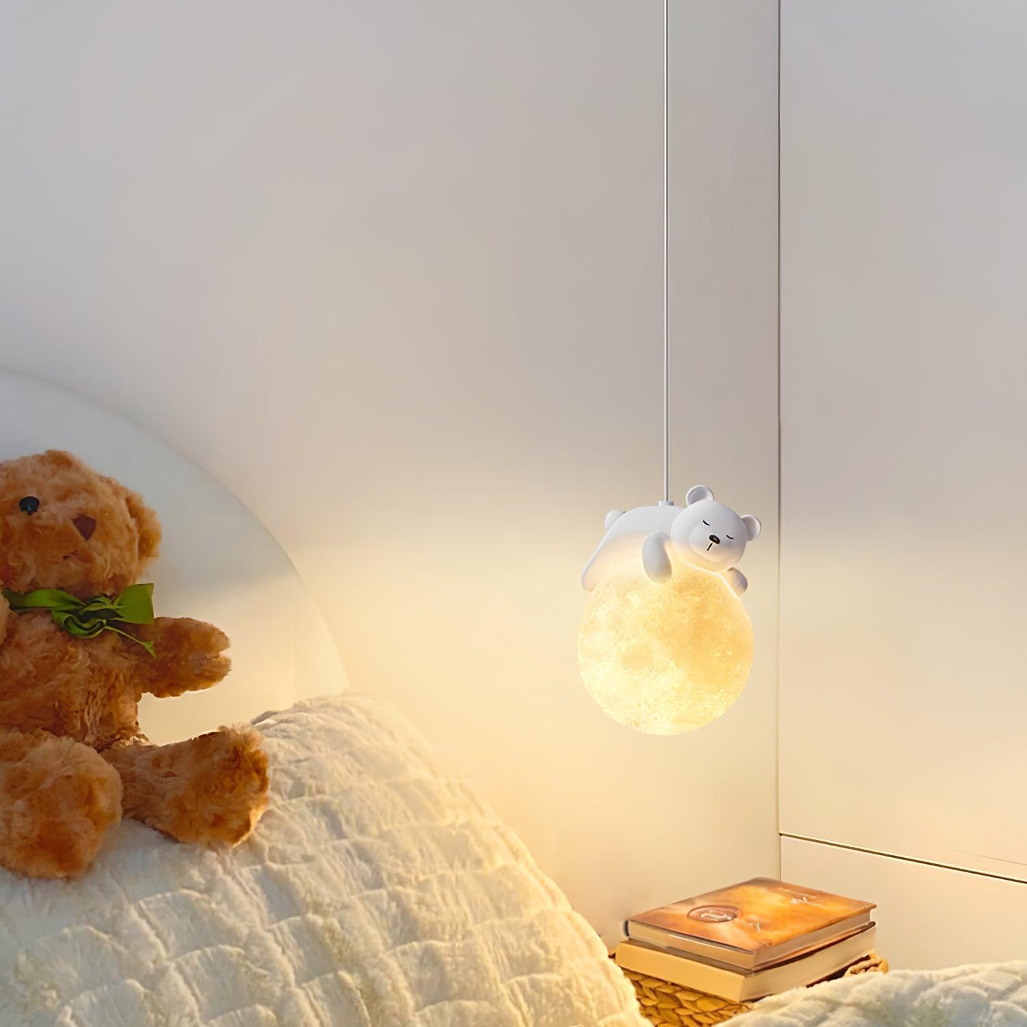 Lustra Pendant Lamp Bear Moon for Children's Room - Letslighting