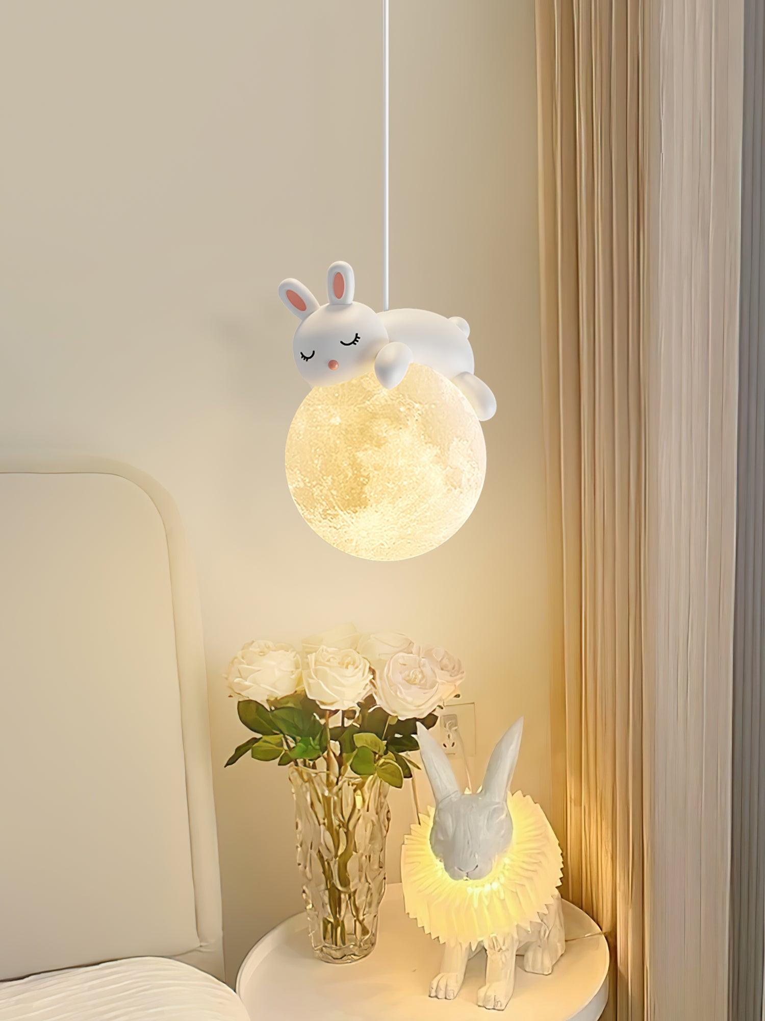 Lustra Pendant Lamp Bear Moon for Children's Room - Letslighting