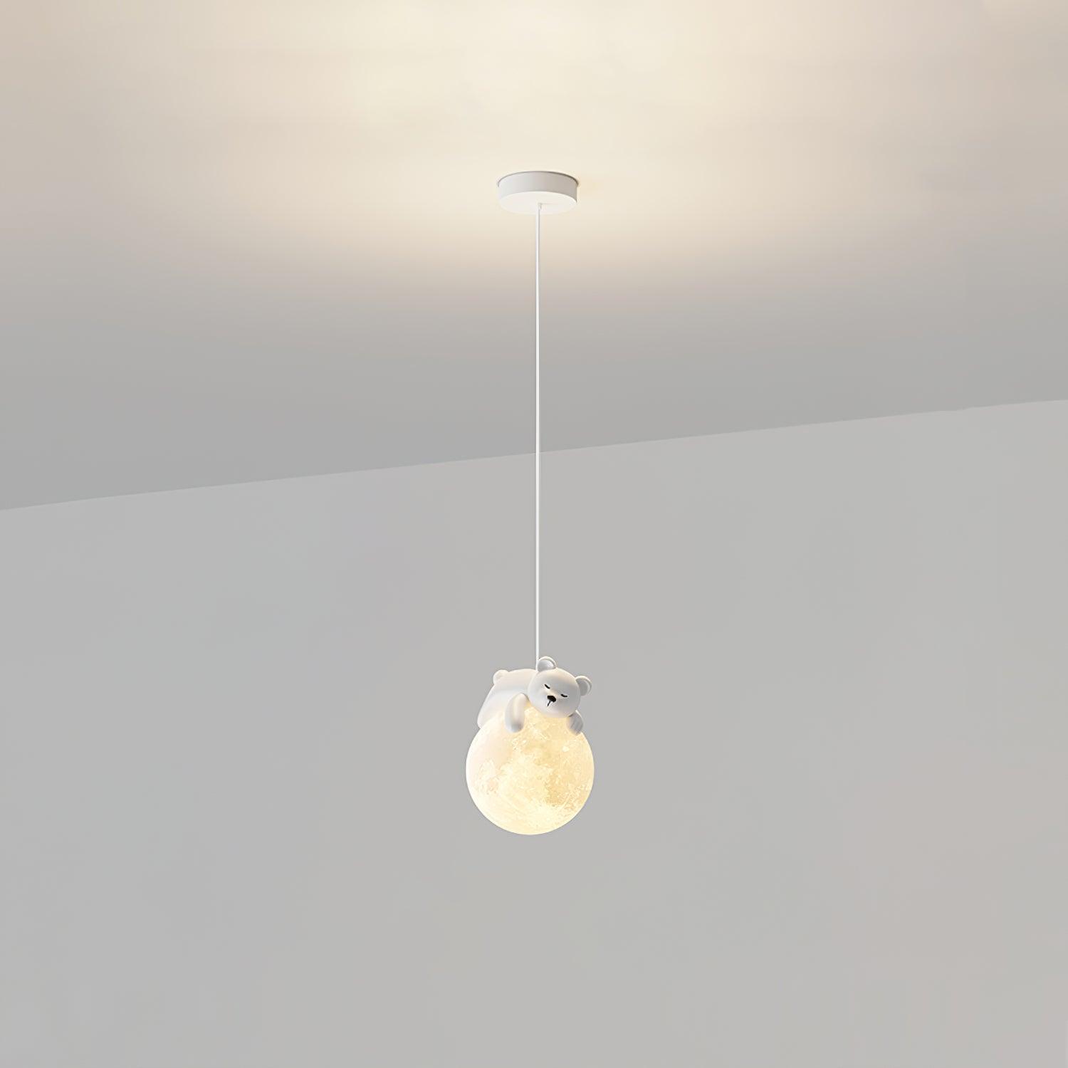 Lustra Pendant Lamp Bear Moon for Children's Room - Letslighting