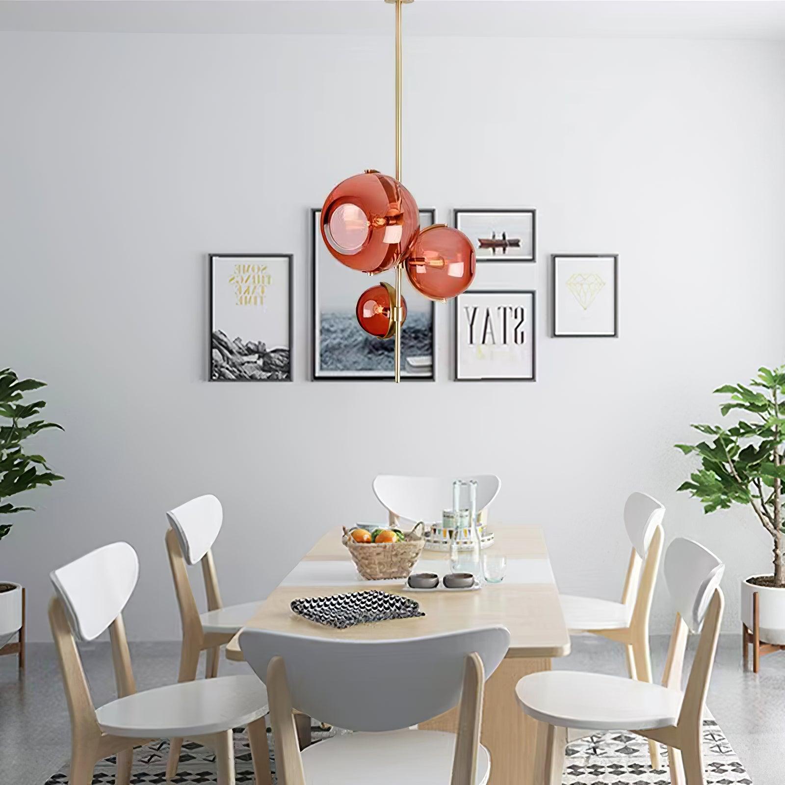 Lustra Chandelier Amber Glass Ball - Letslighting