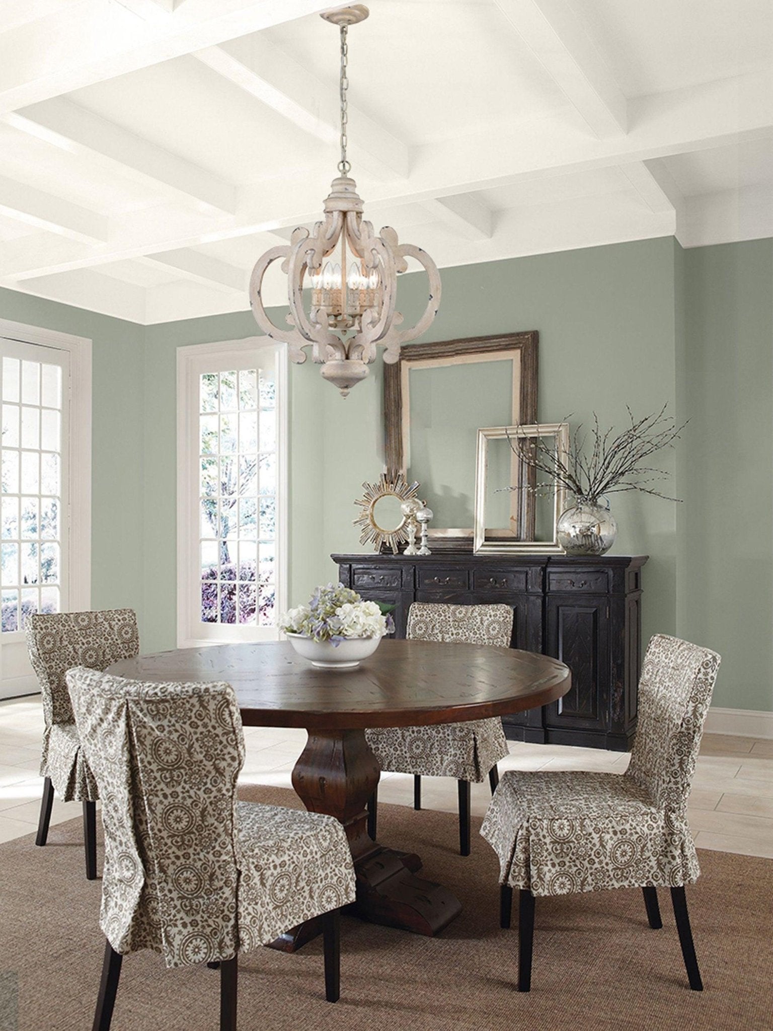 Lustra Chandelier Scroll Wood Whitewashed Rustic - Letslighting