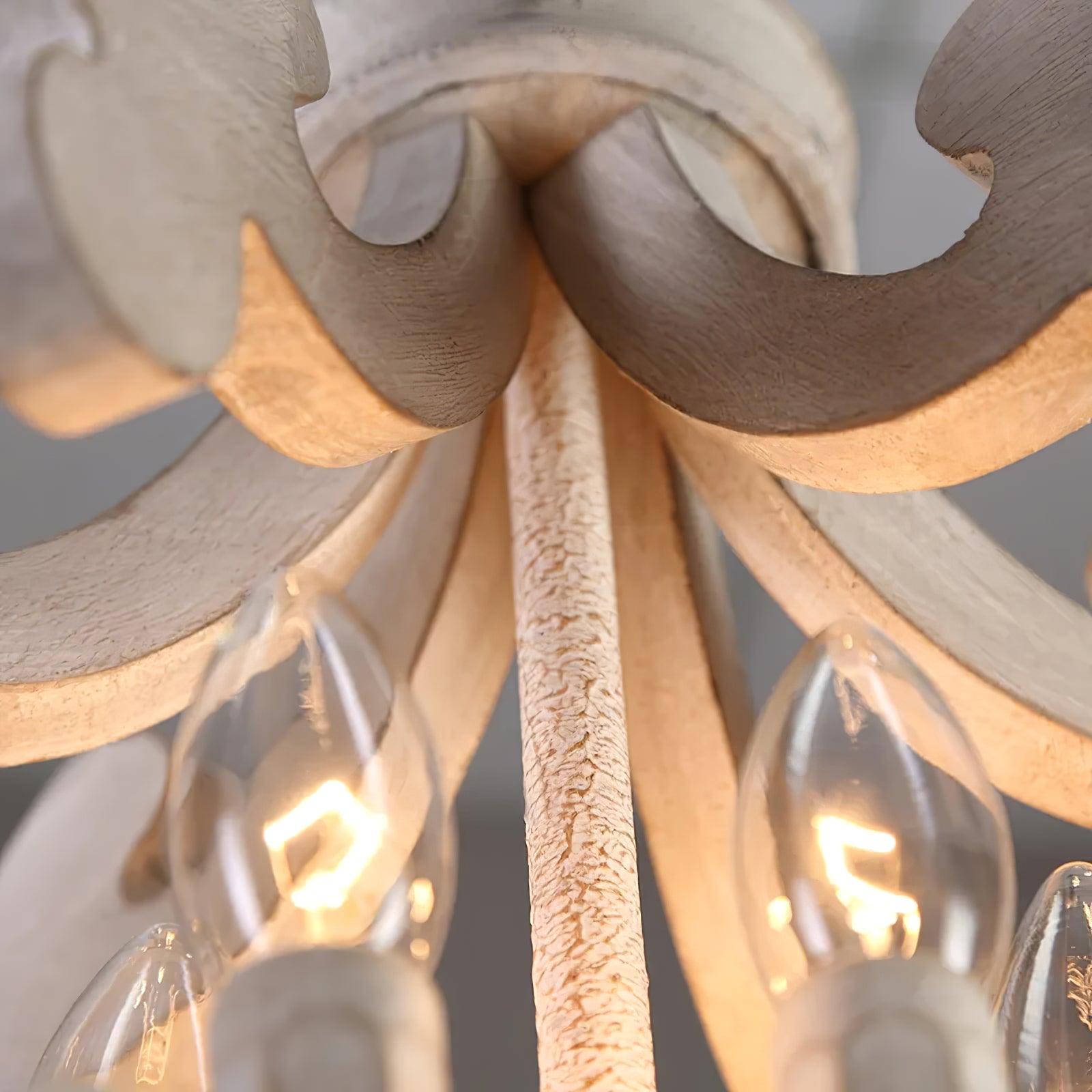 Lustra Chandelier Scroll Wood Whitewashed Rustic - Letslighting