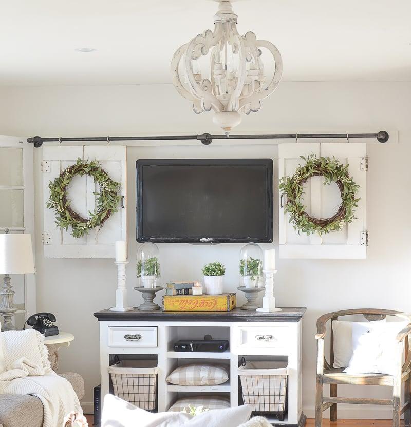 Lustra Chandelier Scroll Wood Whitewashed Rustic - Letslighting