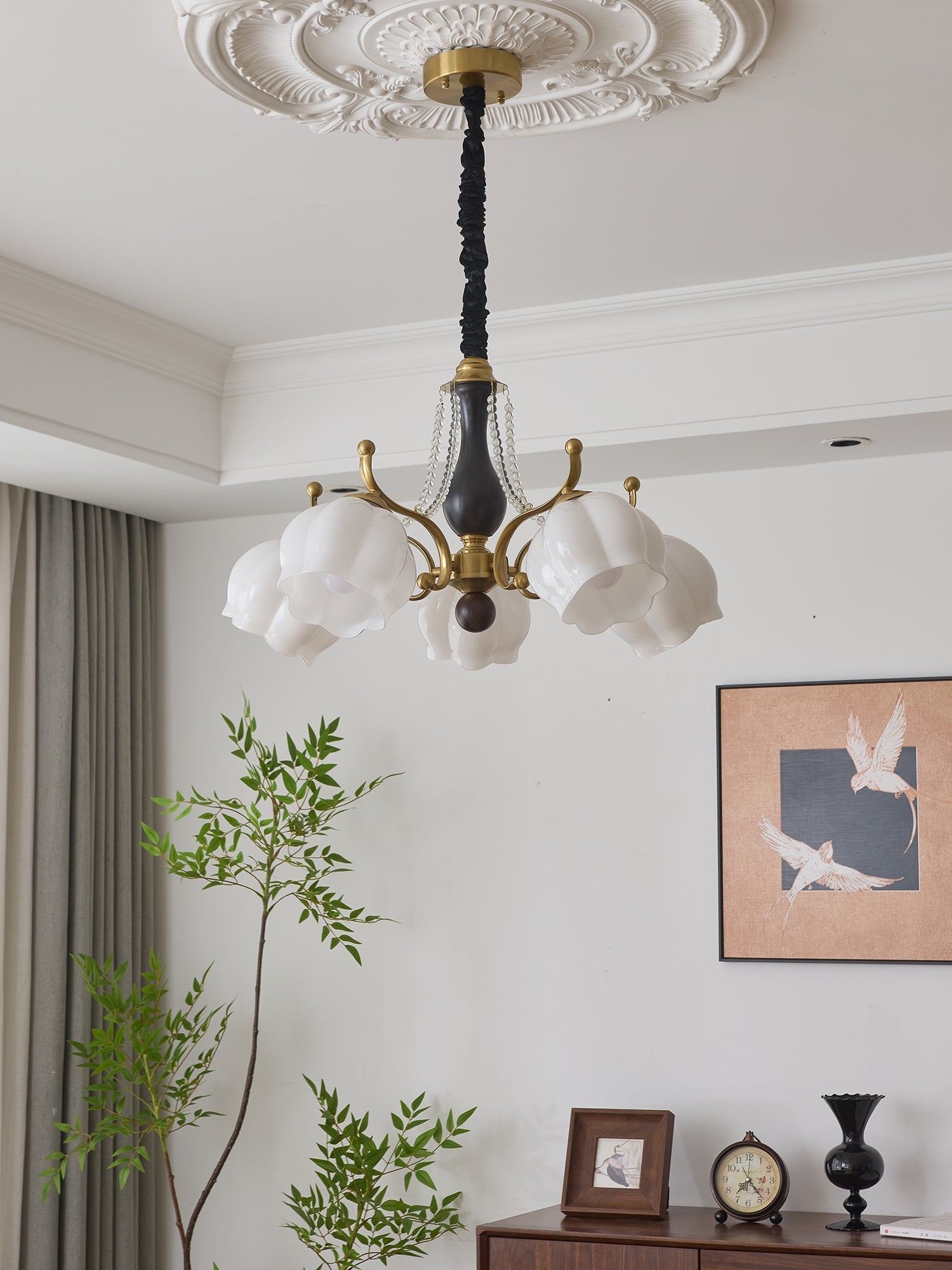 Lustra Chandelier Wood Glass Vintage - Letslighting