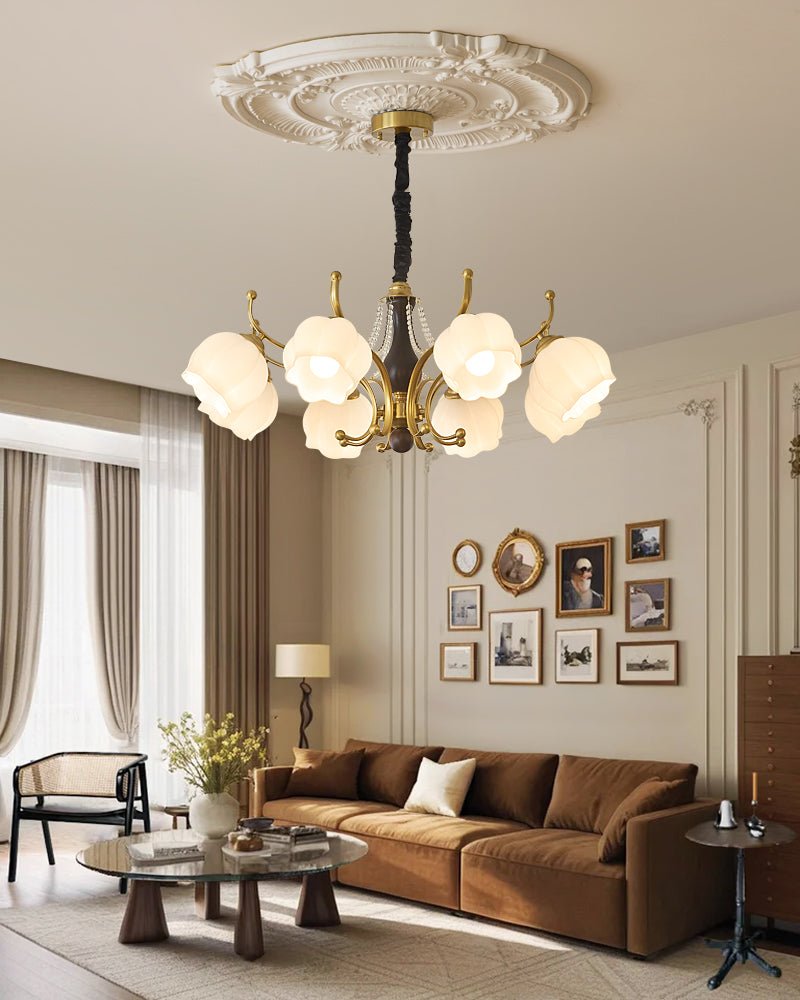 Lustra Chandelier Wood Glass Vintage - Letslighting