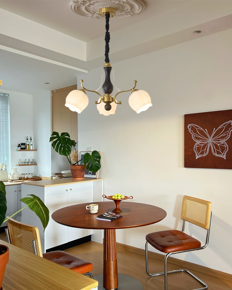 Lustra Chandelier Wood Glass Vintage - Letslighting