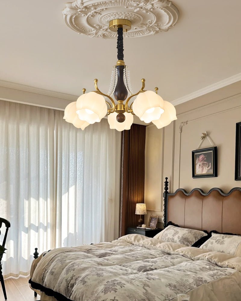 Lustra Chandelier Wood Glass Vintage - Letslighting