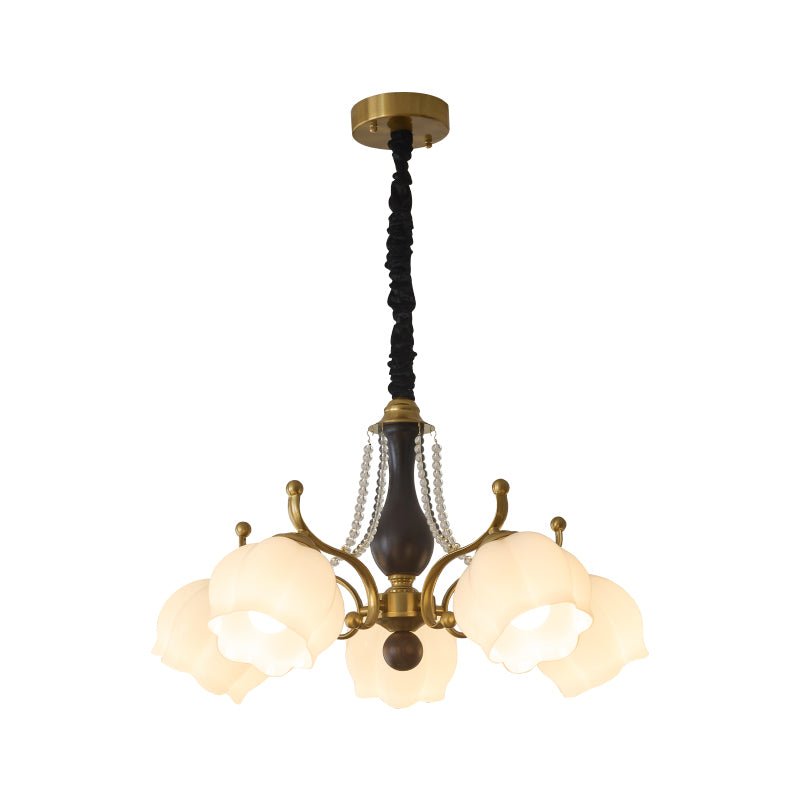 Lustra Chandelier Wood Glass Vintage - Letslighting