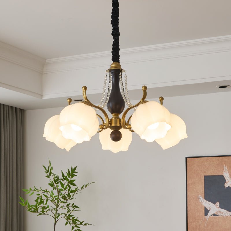 Lustra Chandelier Wood Glass Vintage - Letslighting