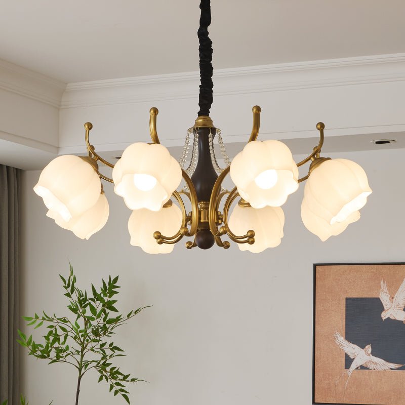 Lustra Chandelier Wood Glass Vintage - Letslighting