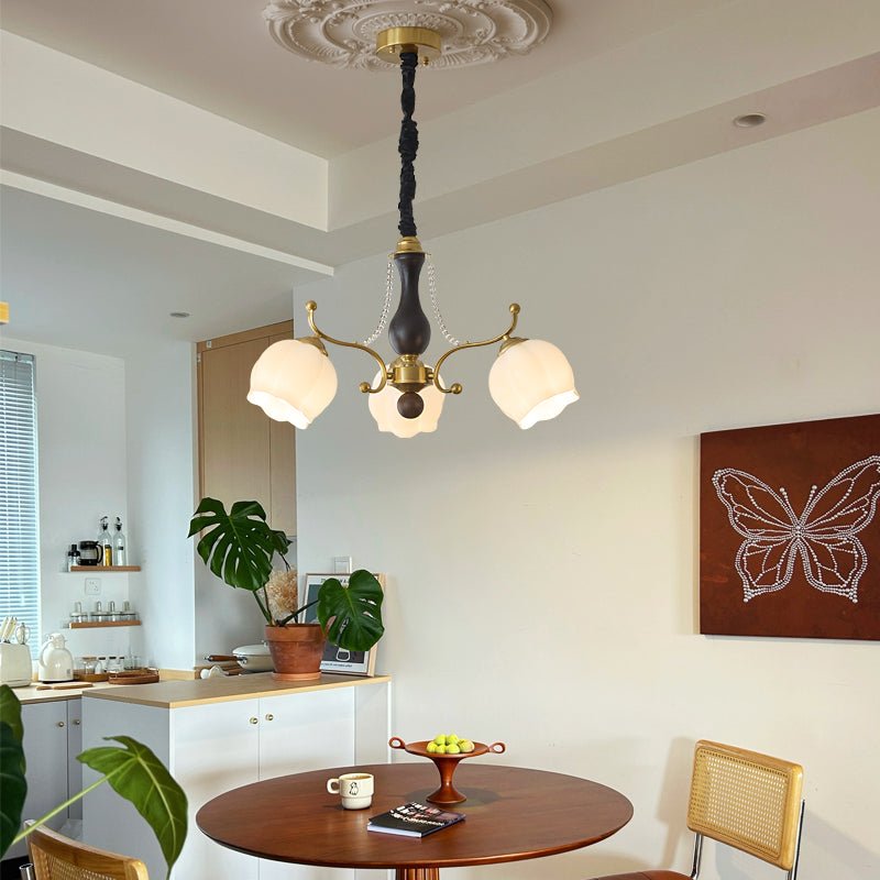 Lustra Chandelier Wood Glass Vintage - Letslighting