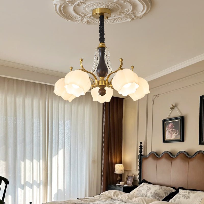 Lustra Chandelier Wood Glass Vintage - Letslighting