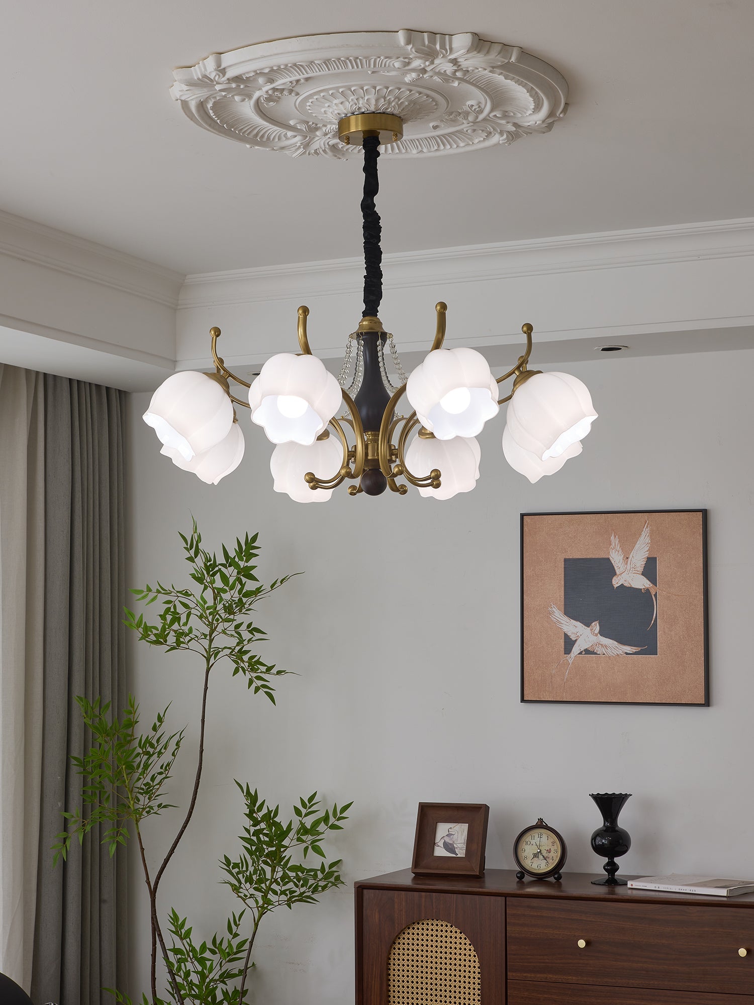 Lustra Chandelier Wood Glass Vintage - Letslighting